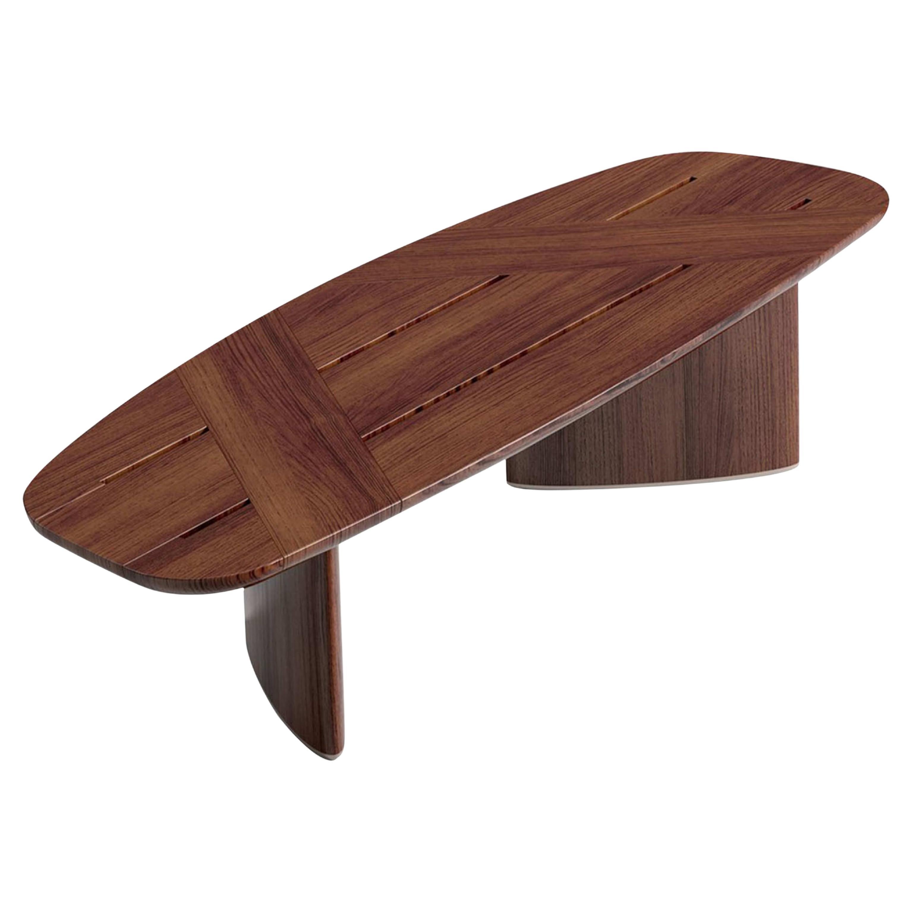 Marcelle Cocktail Table, Rectangular Coffee Table in Wood and Metal For