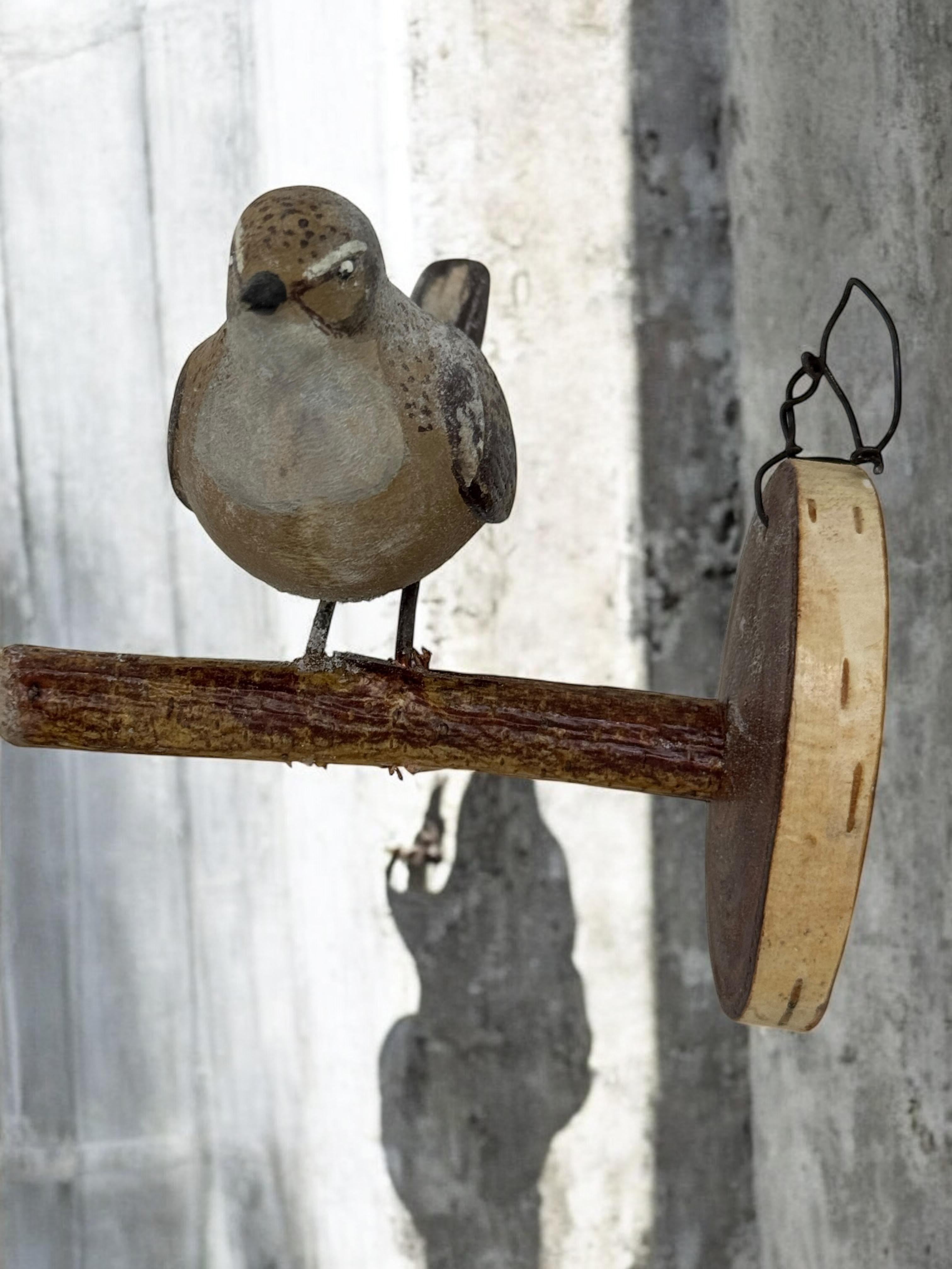 Wood Rock Wren Vichtauer Pájaro de Madera Tallado a Mano Black Forest Folk Art Austria en venta 7