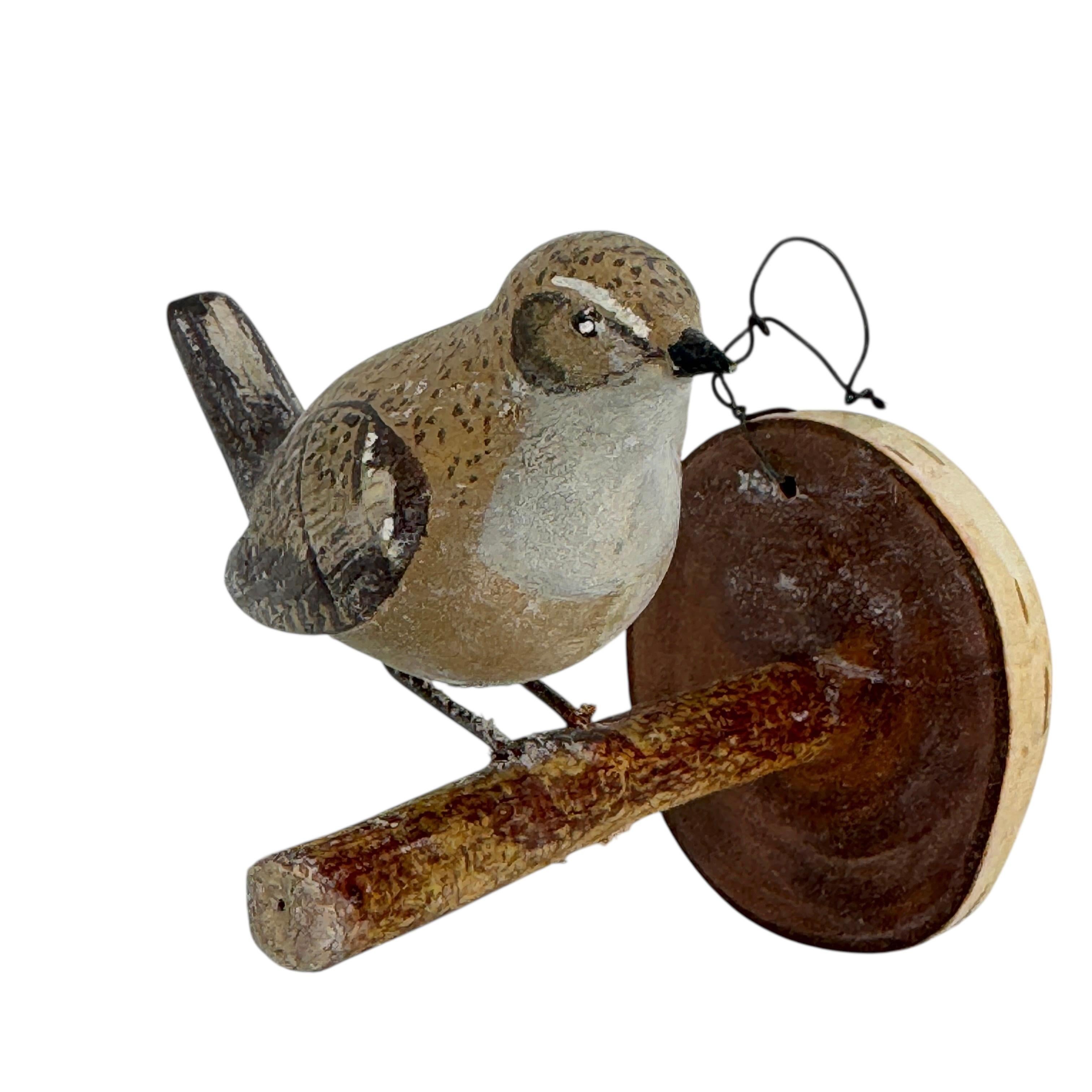Wood Rock Wren Vichtauer Pájaro de Madera Tallado a Mano Black Forest Folk Art Austria en Bueno estado para la venta en Nuernberg, DE