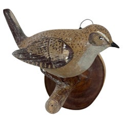 Wood Rock Wren Viechtauer Hand Carved Wood Bird Black Forest Folk Art Austria