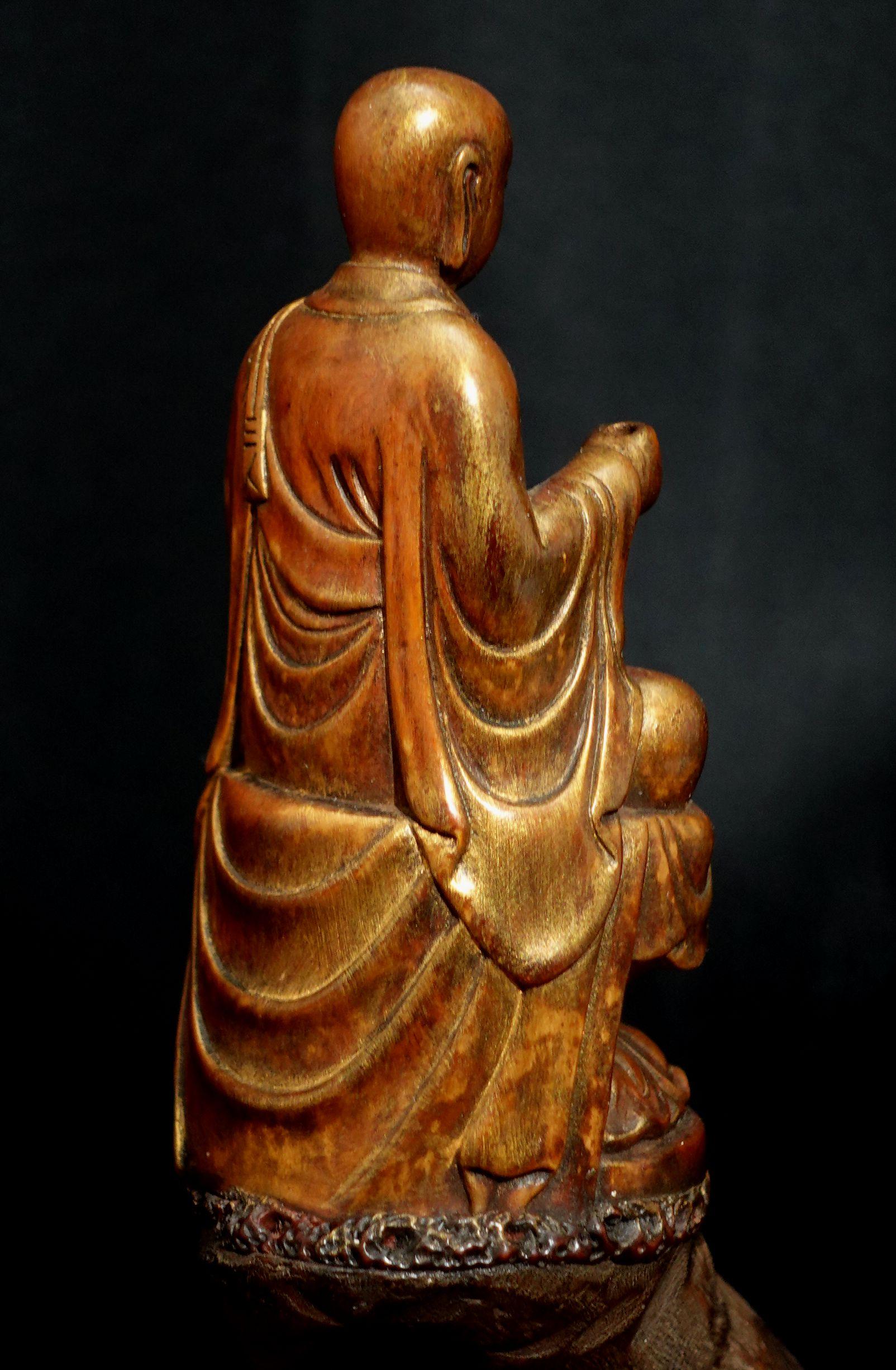 Wood Root Carving of Jizu Bosatsu the Bodhisattva Jizo For Sale 3