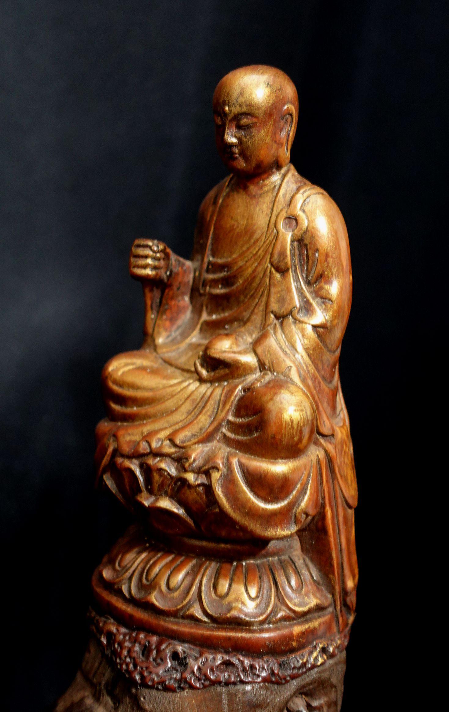 Wood Root Carving of Jizu Bosatsu the Bodhisattva Jizo For Sale 7