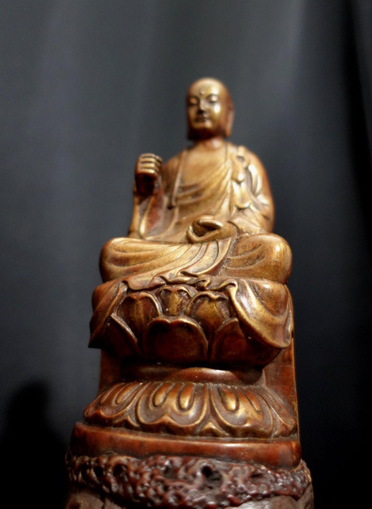 Wood Root Carving of Jizu Bosatsu the Bodhisattva Jizo For Sale at 1stDibs