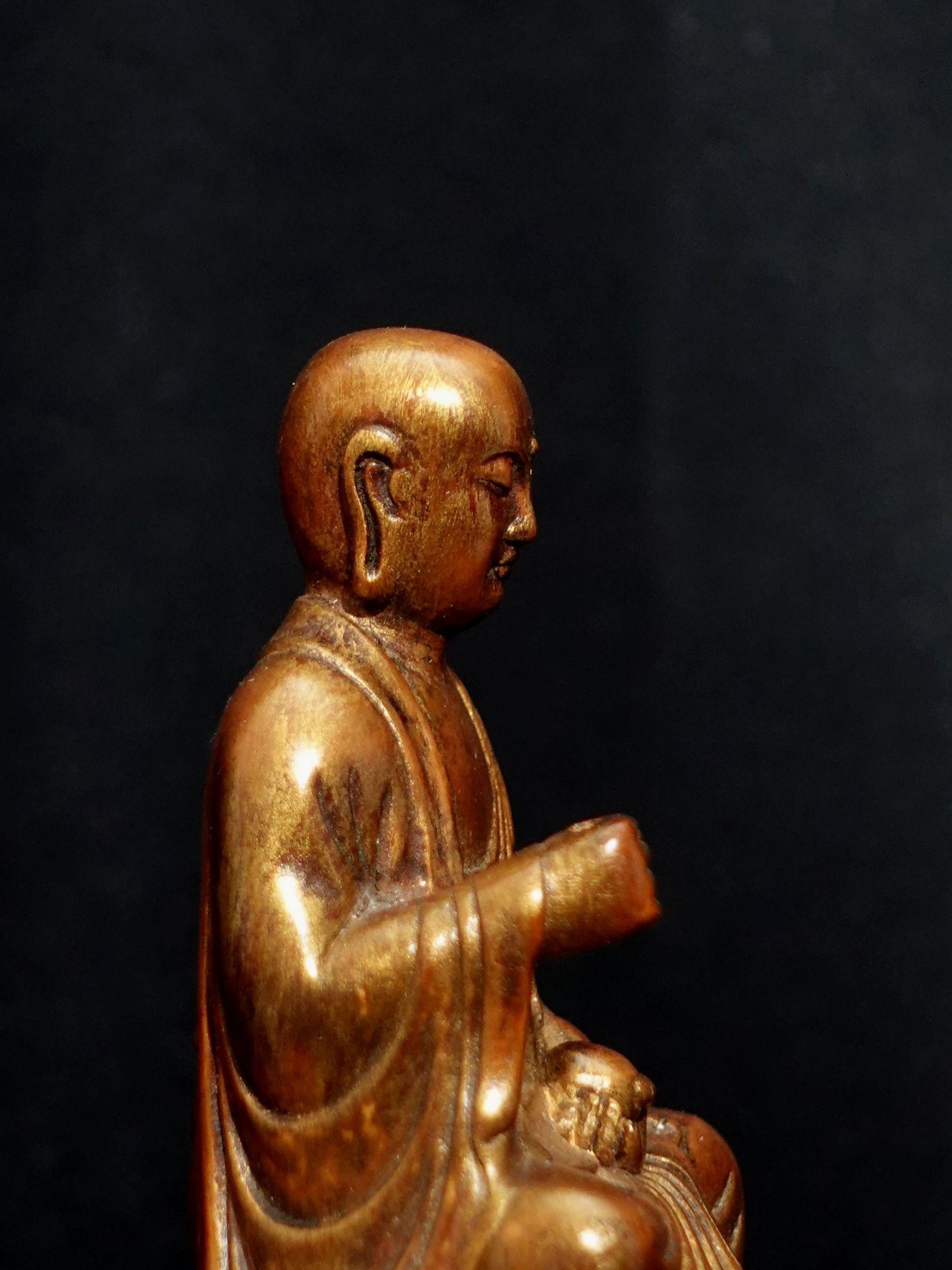 Wood Root Carving of Jizu Bosatsu the Bodhisattva Jizo For Sale 1