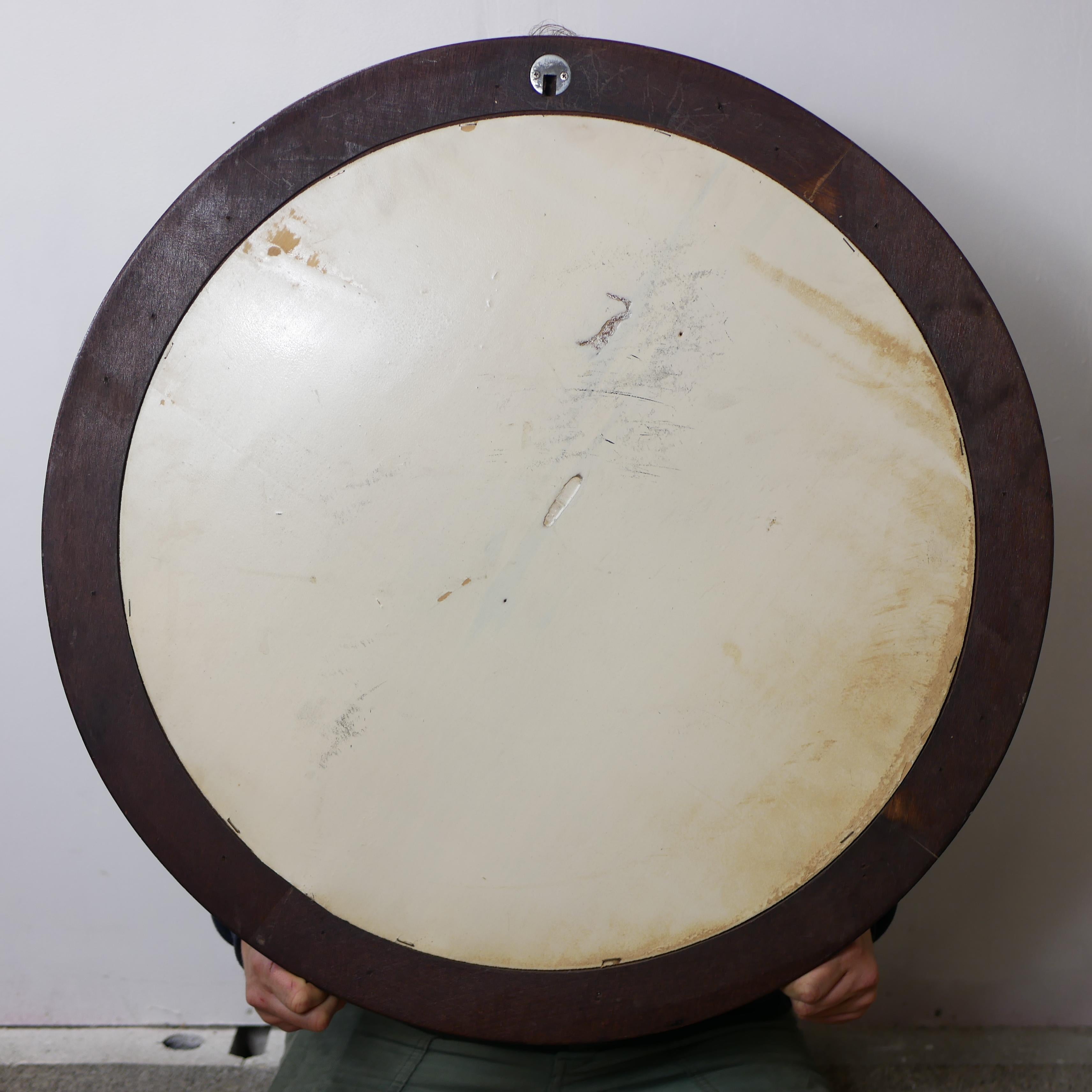 Espejo redondo de madera de Italia, años 60 en venta 12