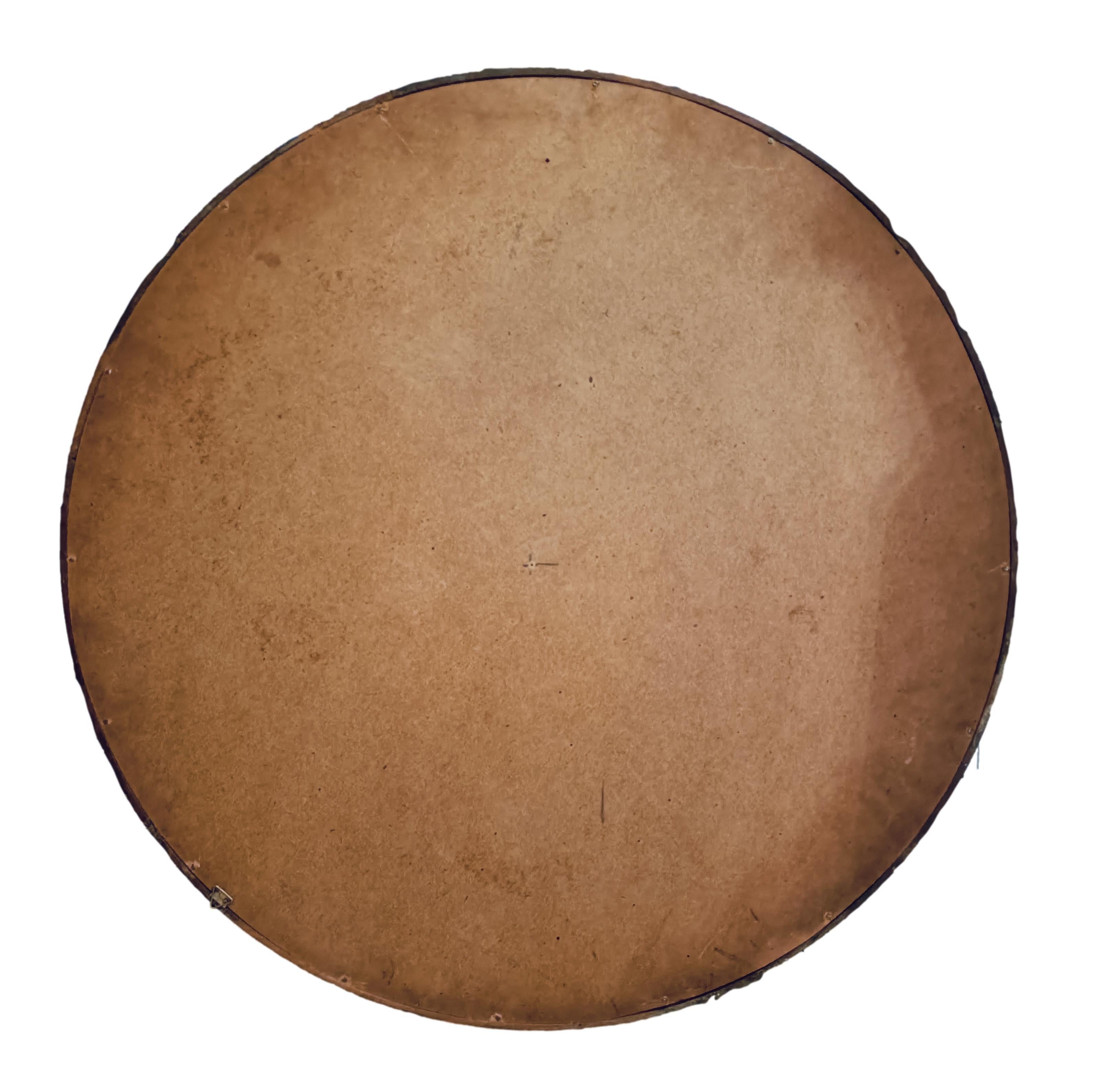 Mid-Century Modern Wood Round Wall Mirror, Italy, 1960s For Sale