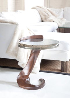 Wood Sculpted Table with a Pyrite Top Inspired by Zaha Hadid