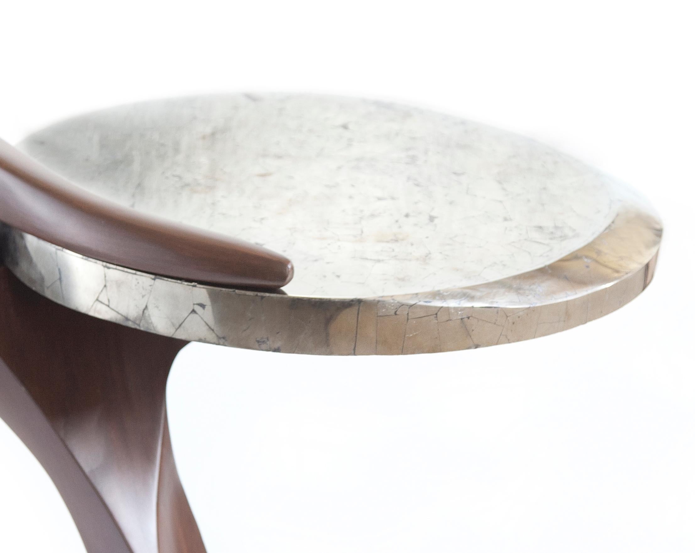 Organic Modern Wood Sculpted Table with a Pyrite Top Inspired by Zaha Hadid For Sale