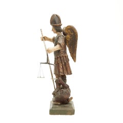 Wood Sculpture, Archangel Michael, 16th-17th Century, Europe
