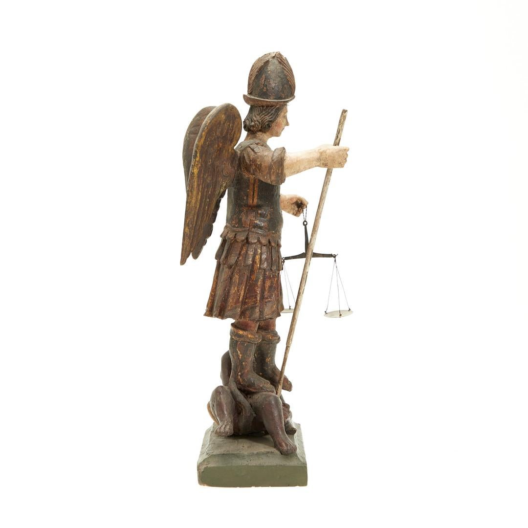 German Wood Sculpture, Archangel Michael, 16th-17th Century, Europe For Sale