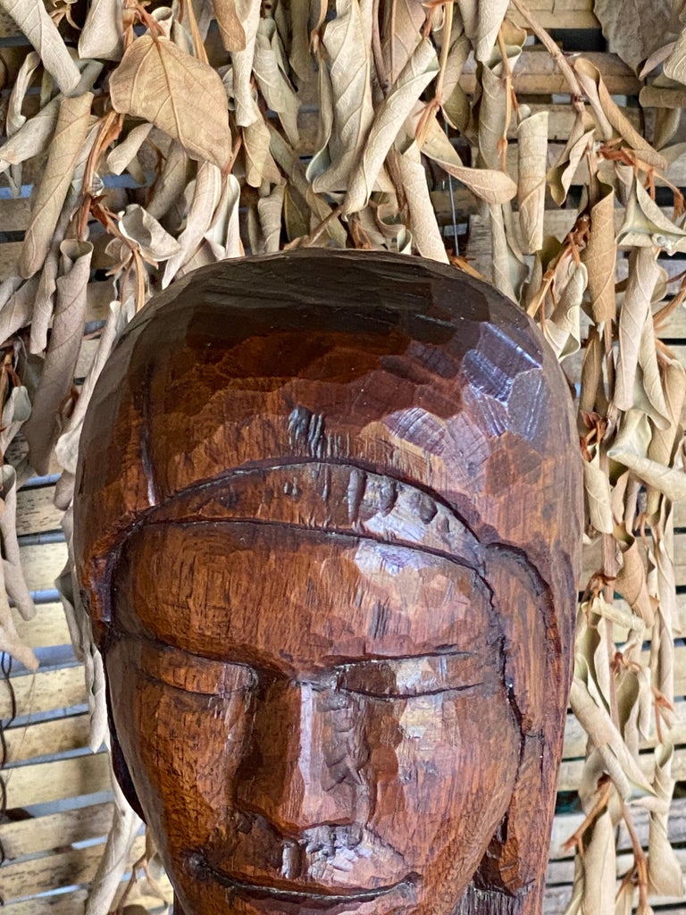 Hand-Carved Wood Sculpture, by French Designer 1950 For Sale
