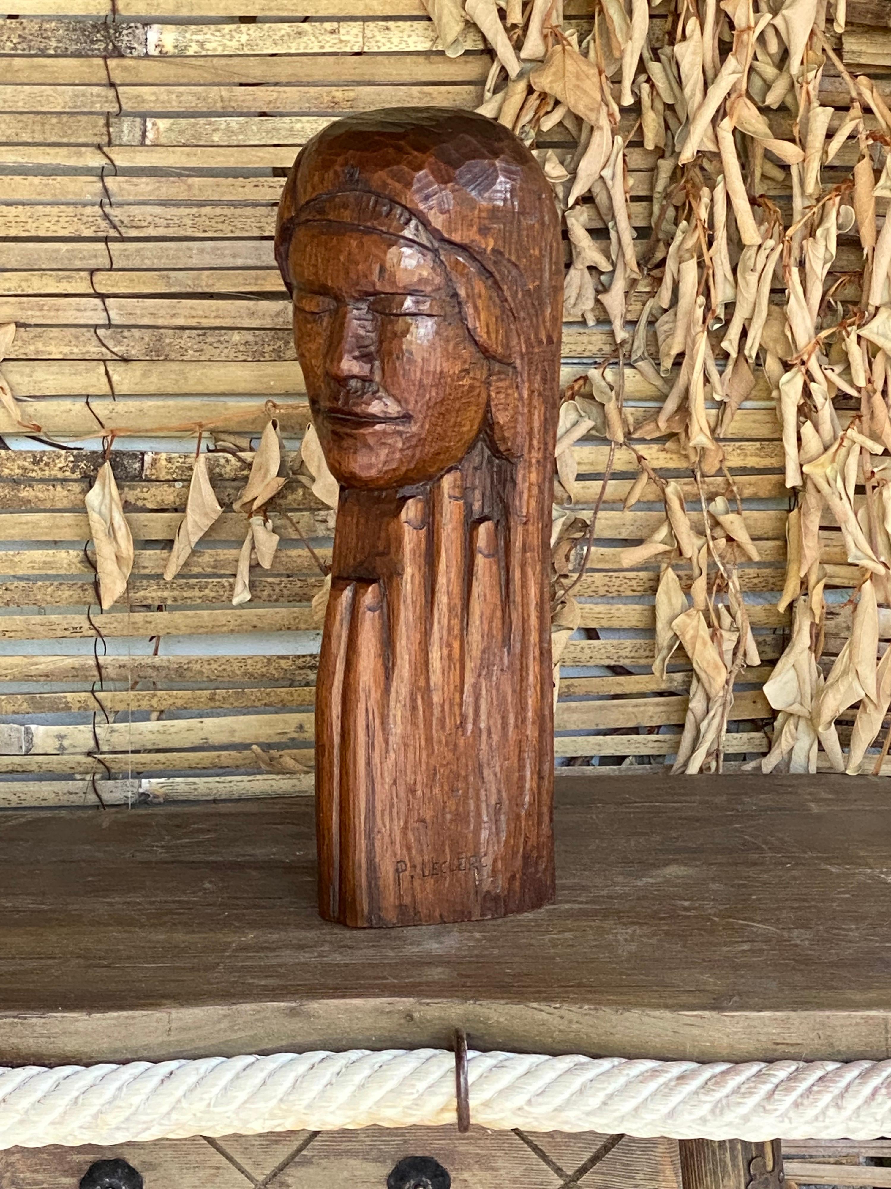 Mid-Century Modern Wood Sculpture, by French Designer 1950 For Sale
