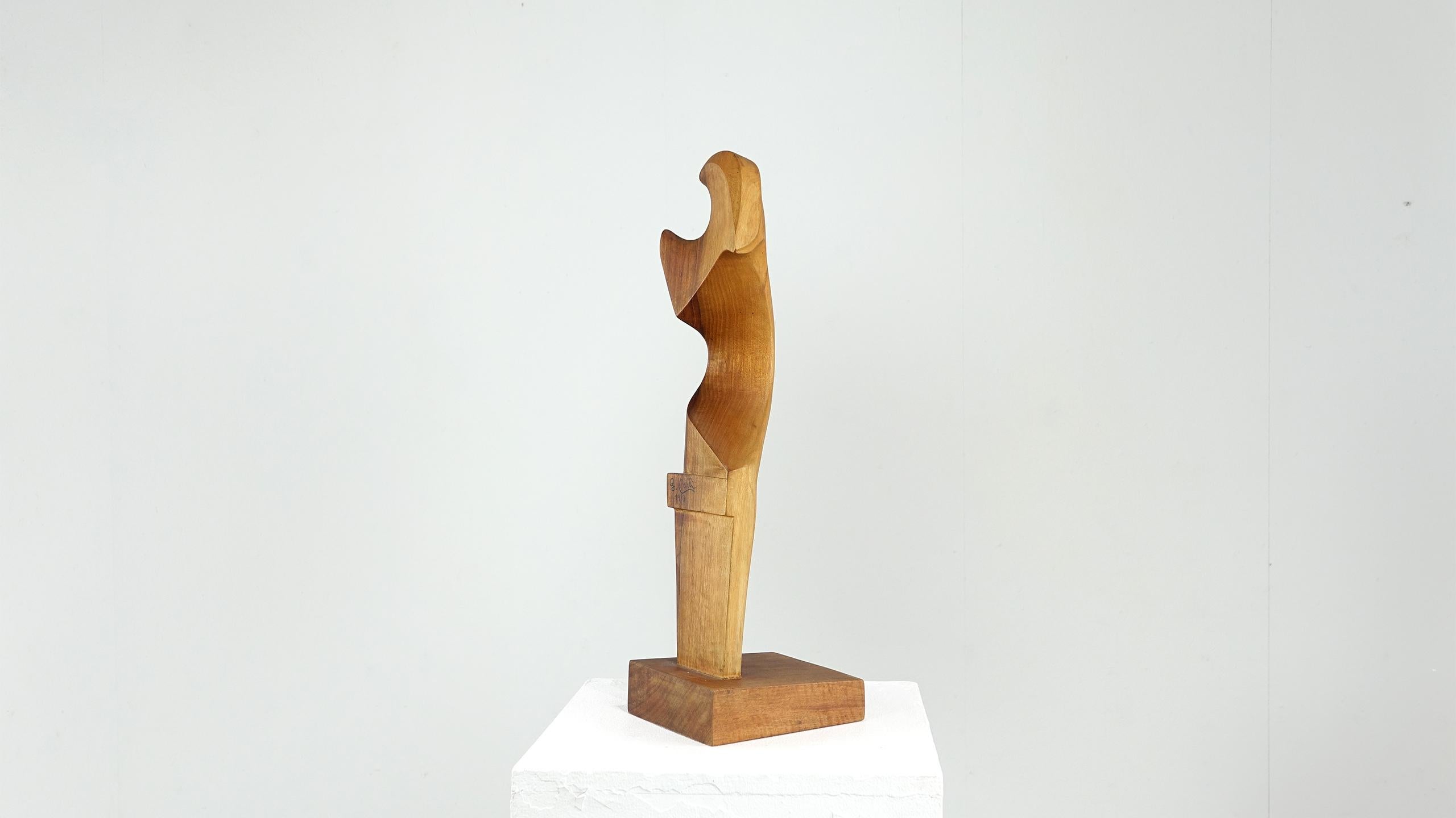 Wood Sculpture by G. Carli, 1983 In Good Condition In Munster, NRW