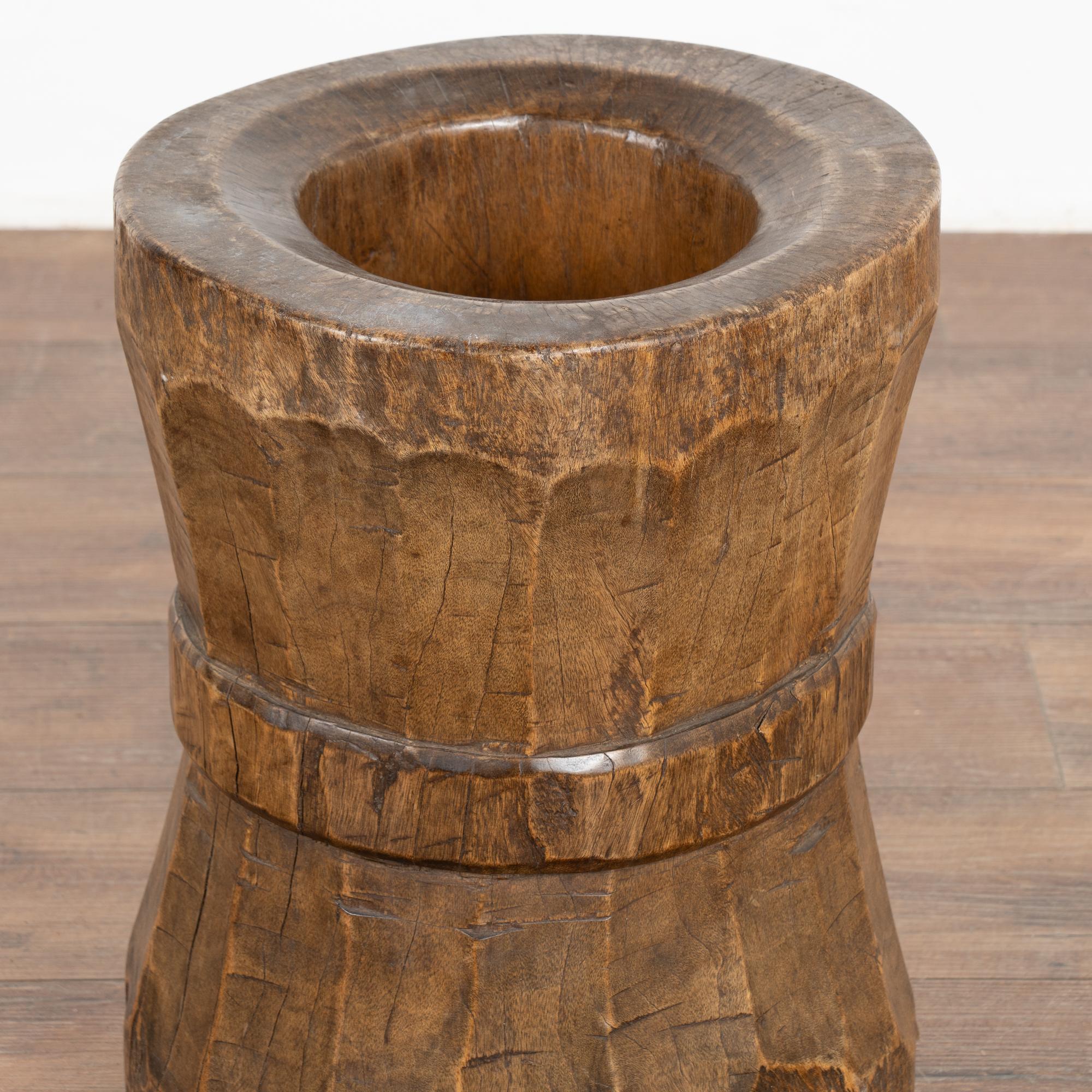 19th Century Wood Sculpture Container from Old Water Mill Gear, China 1800-40 For Sale