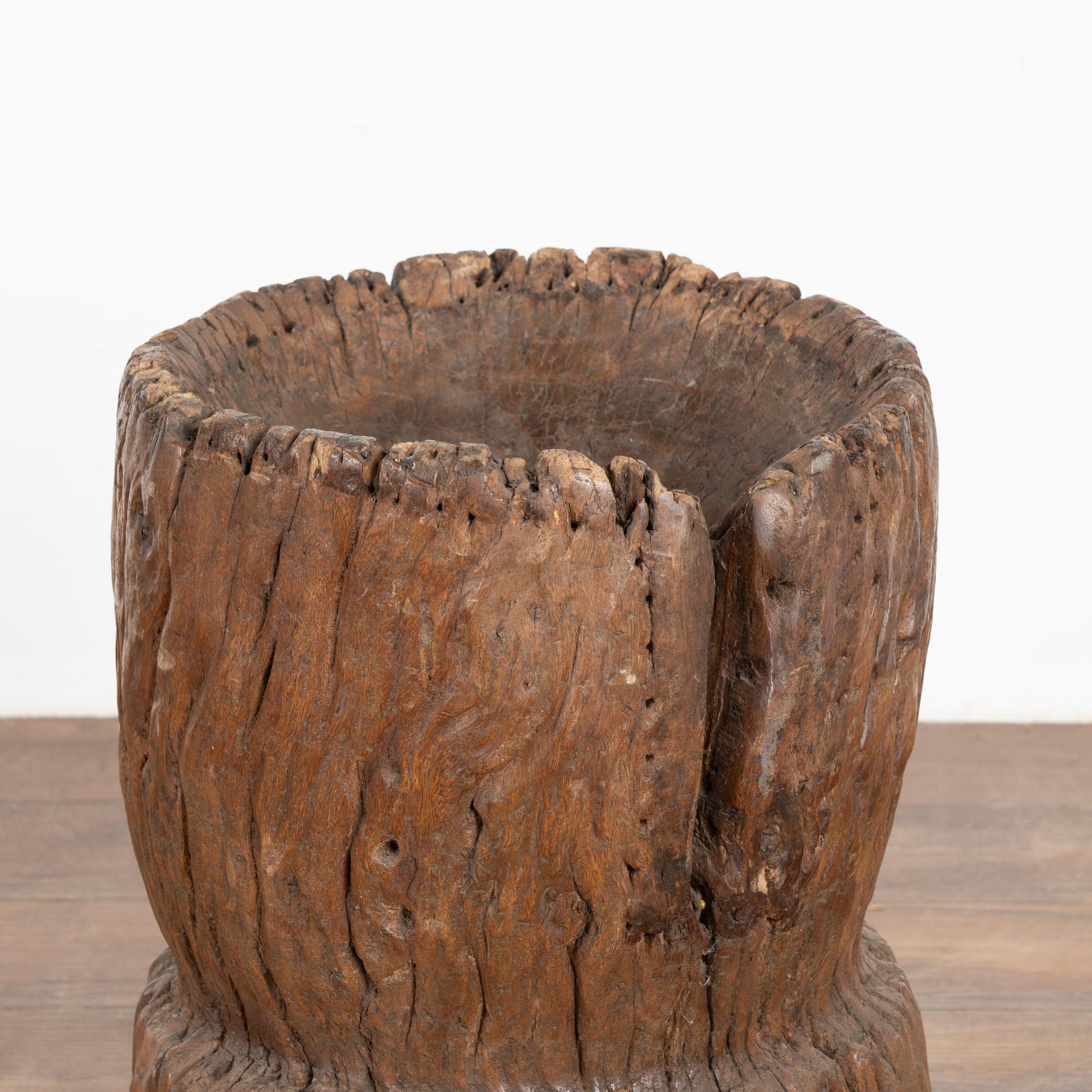 19th Century Wood Sculpture Container from Old Water Mill Gear, China 1820-40 For Sale
