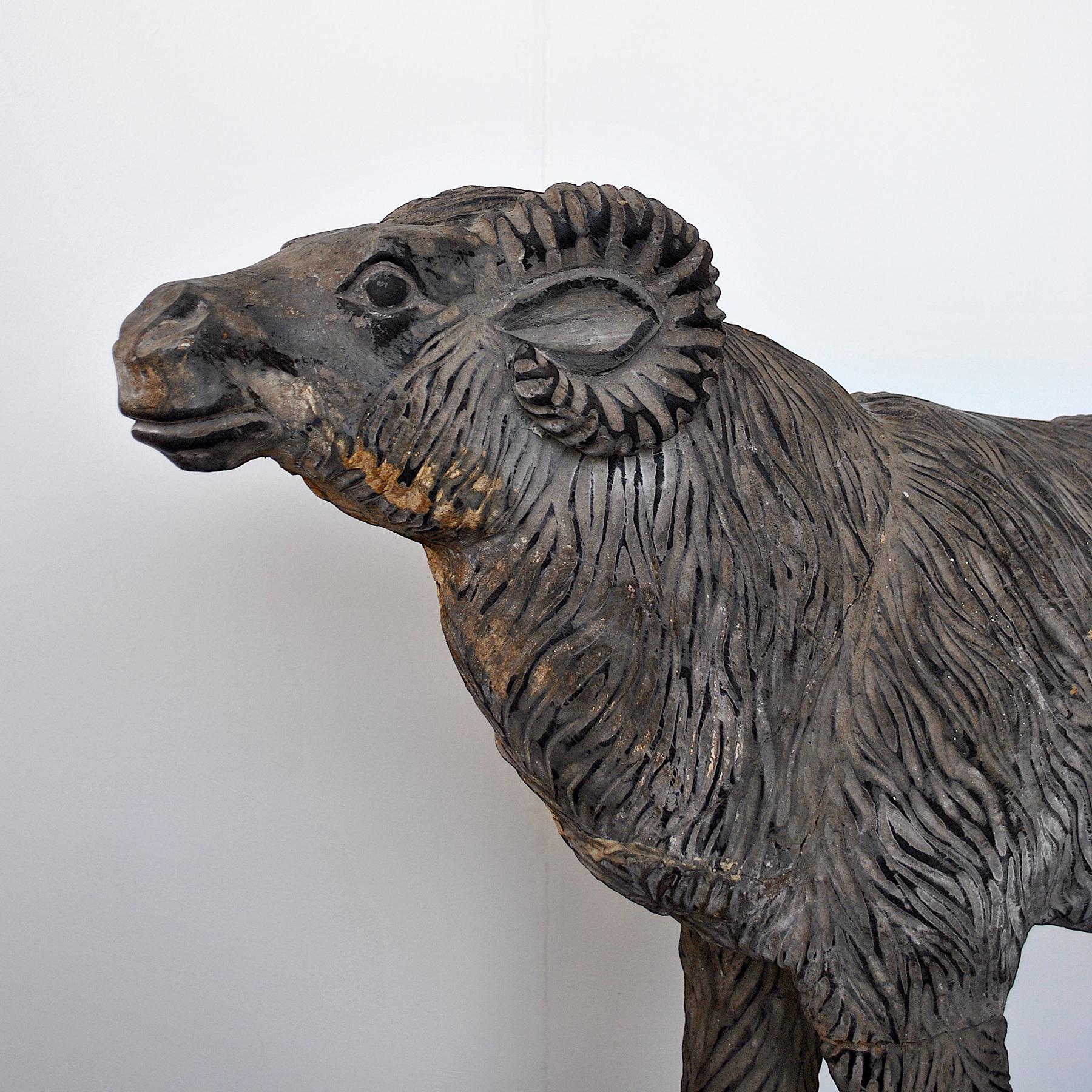 Italian Wood Sculpture Depicting a Mutton For Sale