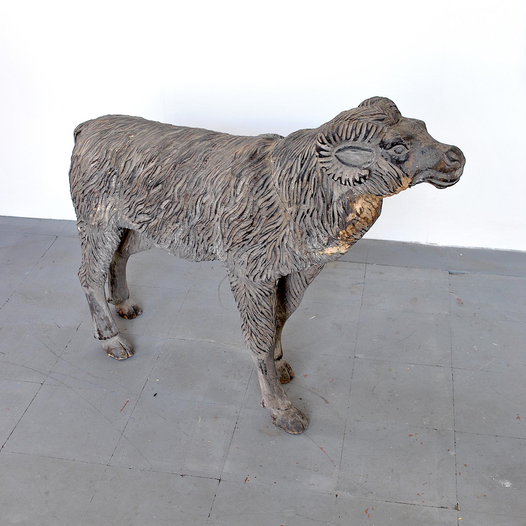 Wood Sculpture Depicting a Mutton For Sale 1