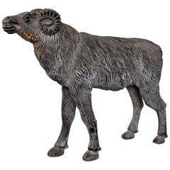 Vintage Wood Sculpture Depicting a Mutton