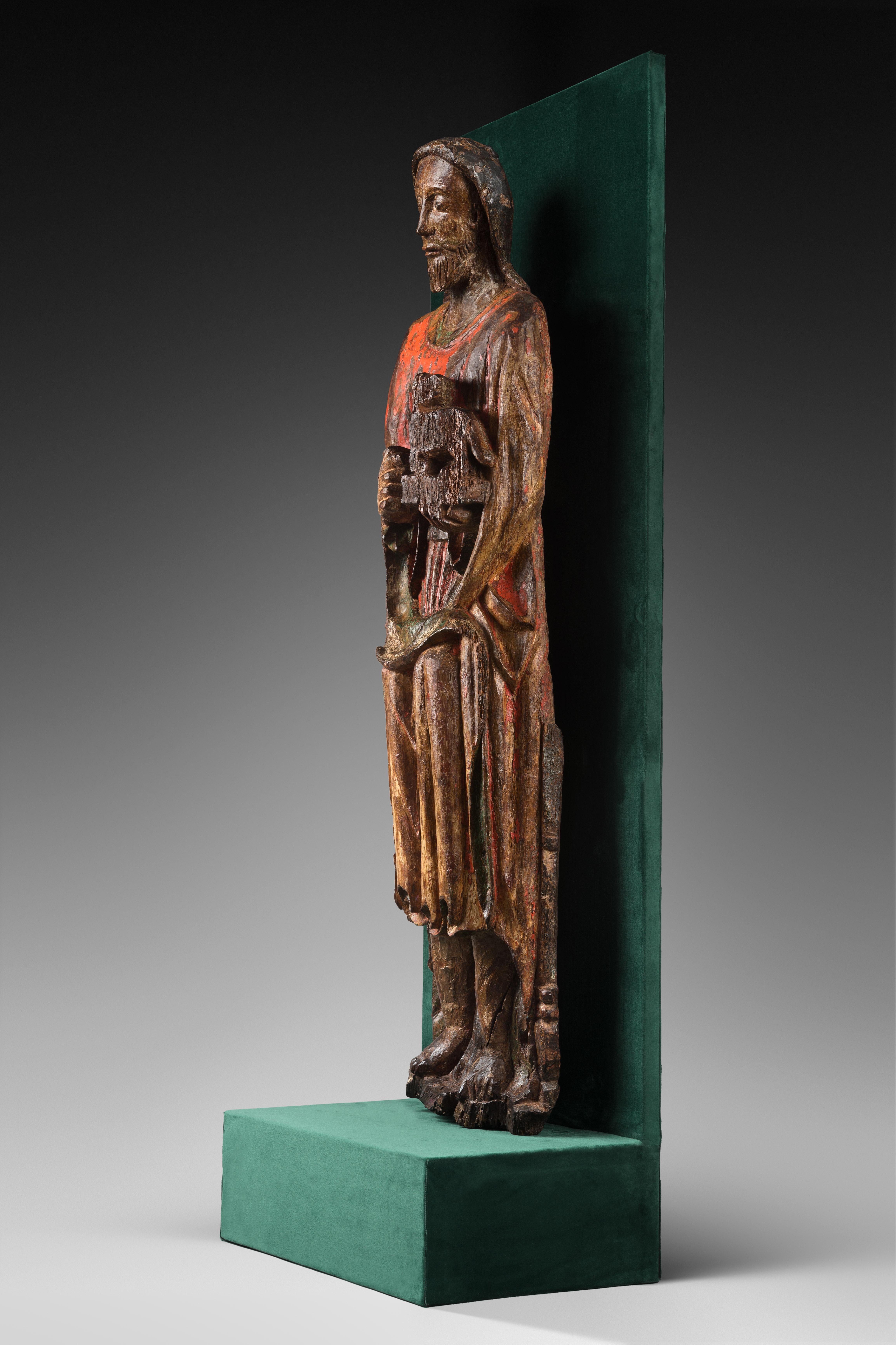 Gothic Wood Sculpture Depicting John the Baptist For Sale