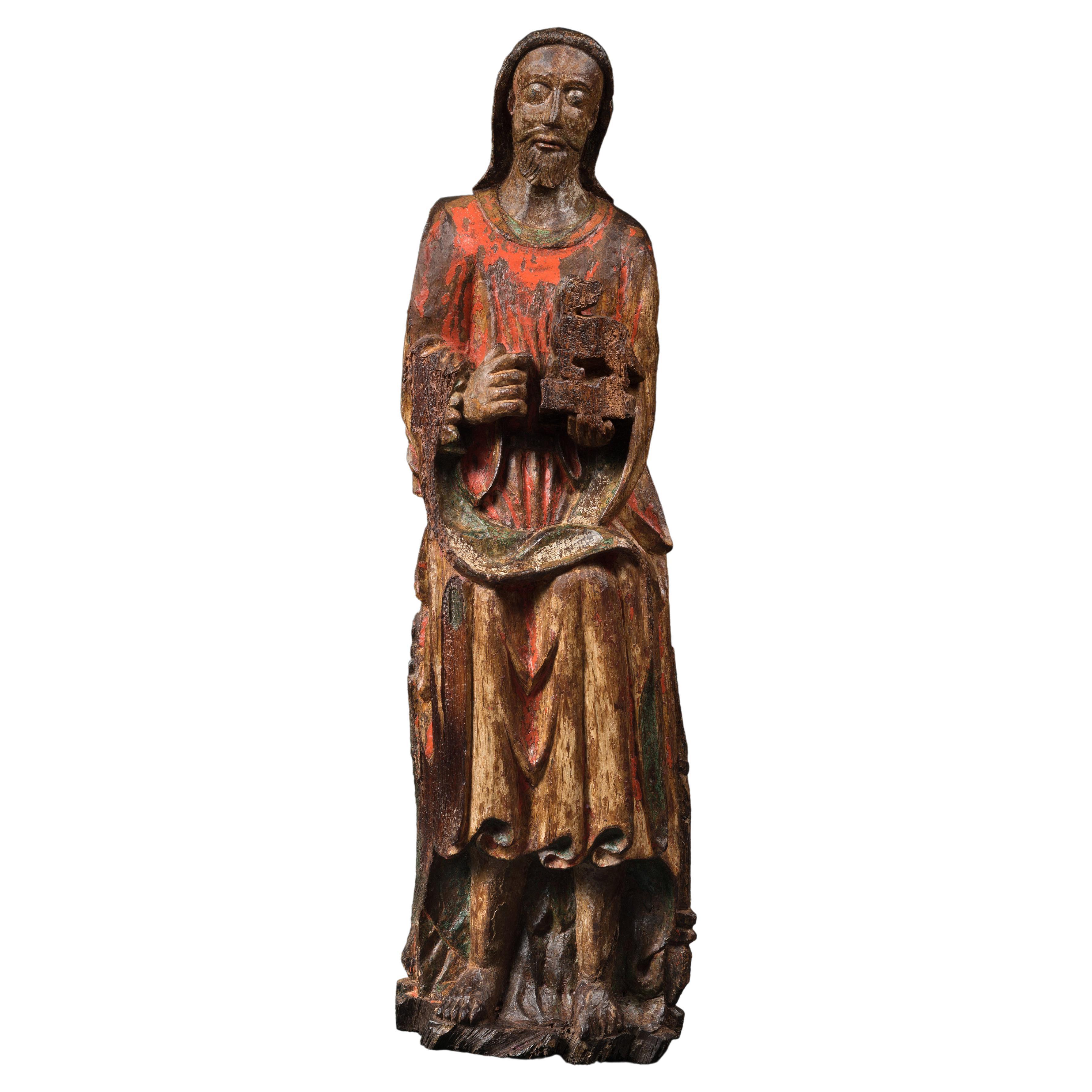 Wood Sculpture Depicting John the Baptist For Sale