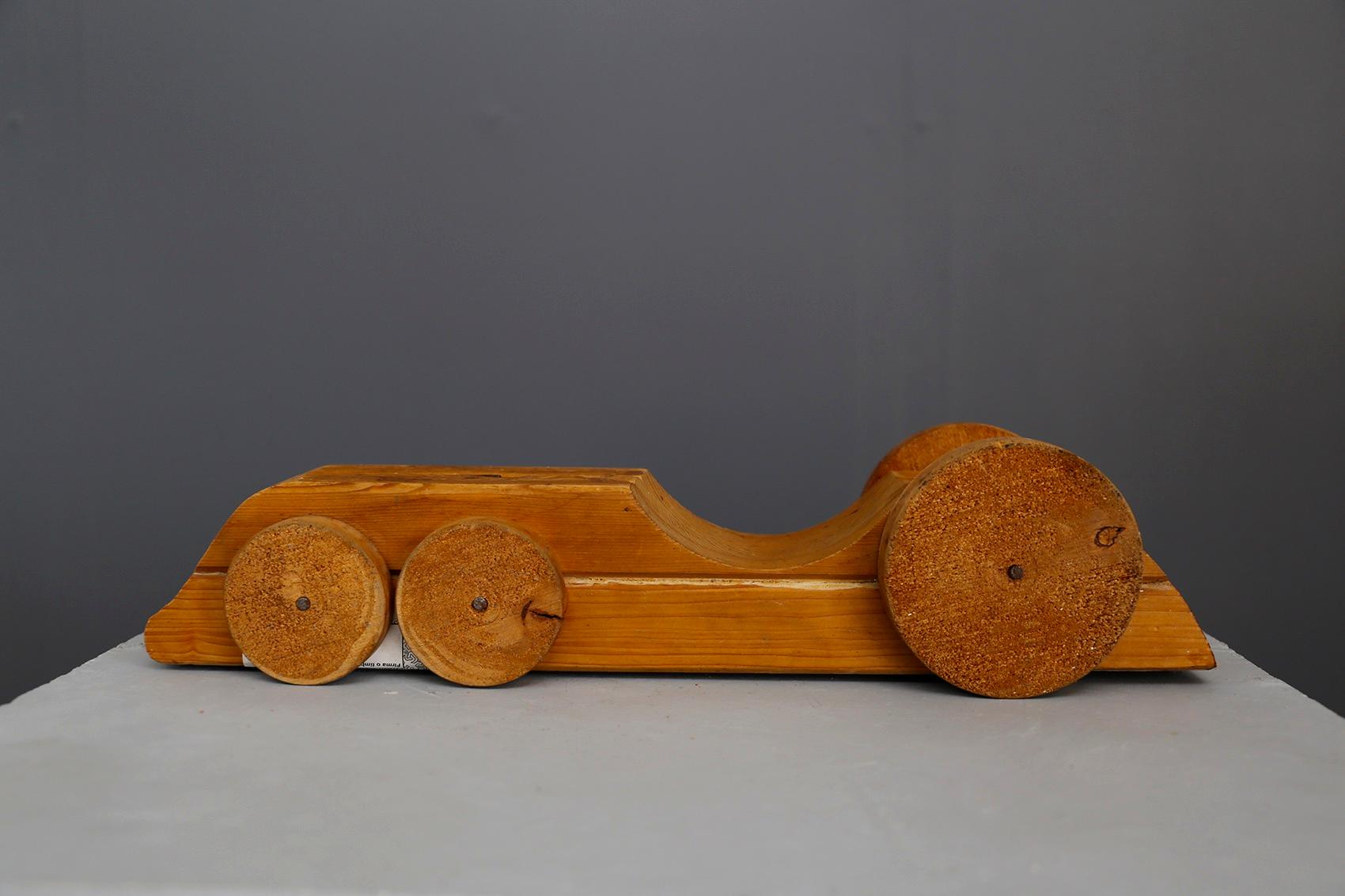 Mid-20th Century Wood Sculpture Futurist Machine by Urano Palma Locomotive title, from 1956 For Sale