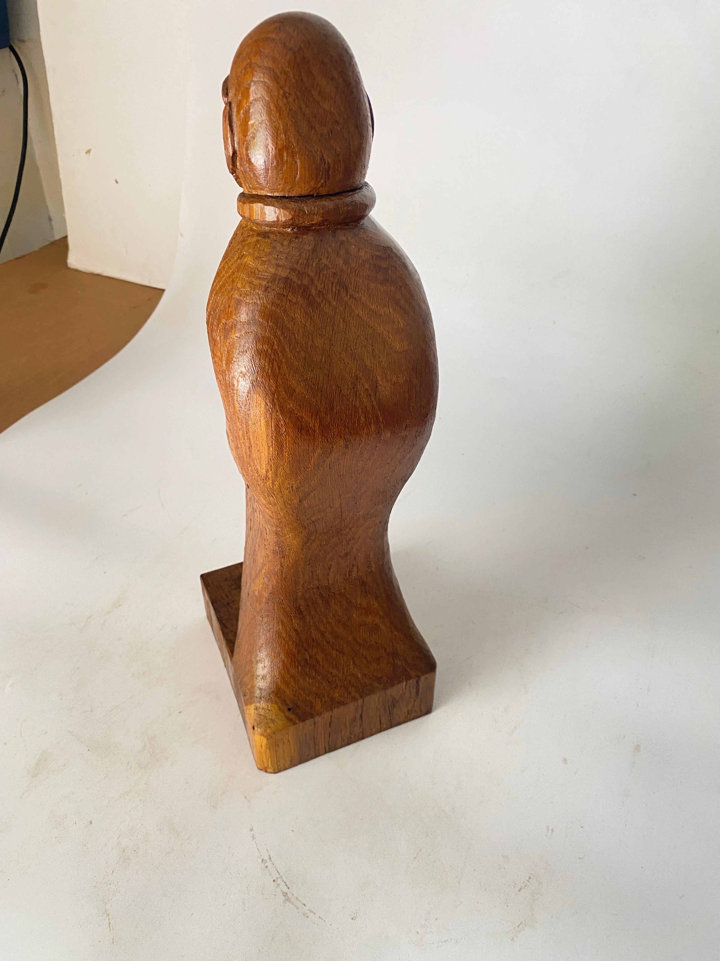 Wood Sculpture in Oak by French Designer 1950 Brown Color For Sale 1