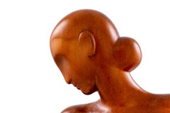 Wood Sculpture Nude Brass Plinth Hagenauer Austrian Art Deco, circa 1950