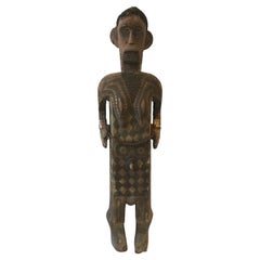 Wood Sculpture of Male with Real Hair Carved in Africa Wood Sculpture of Male with Real Hair Carved in Africa