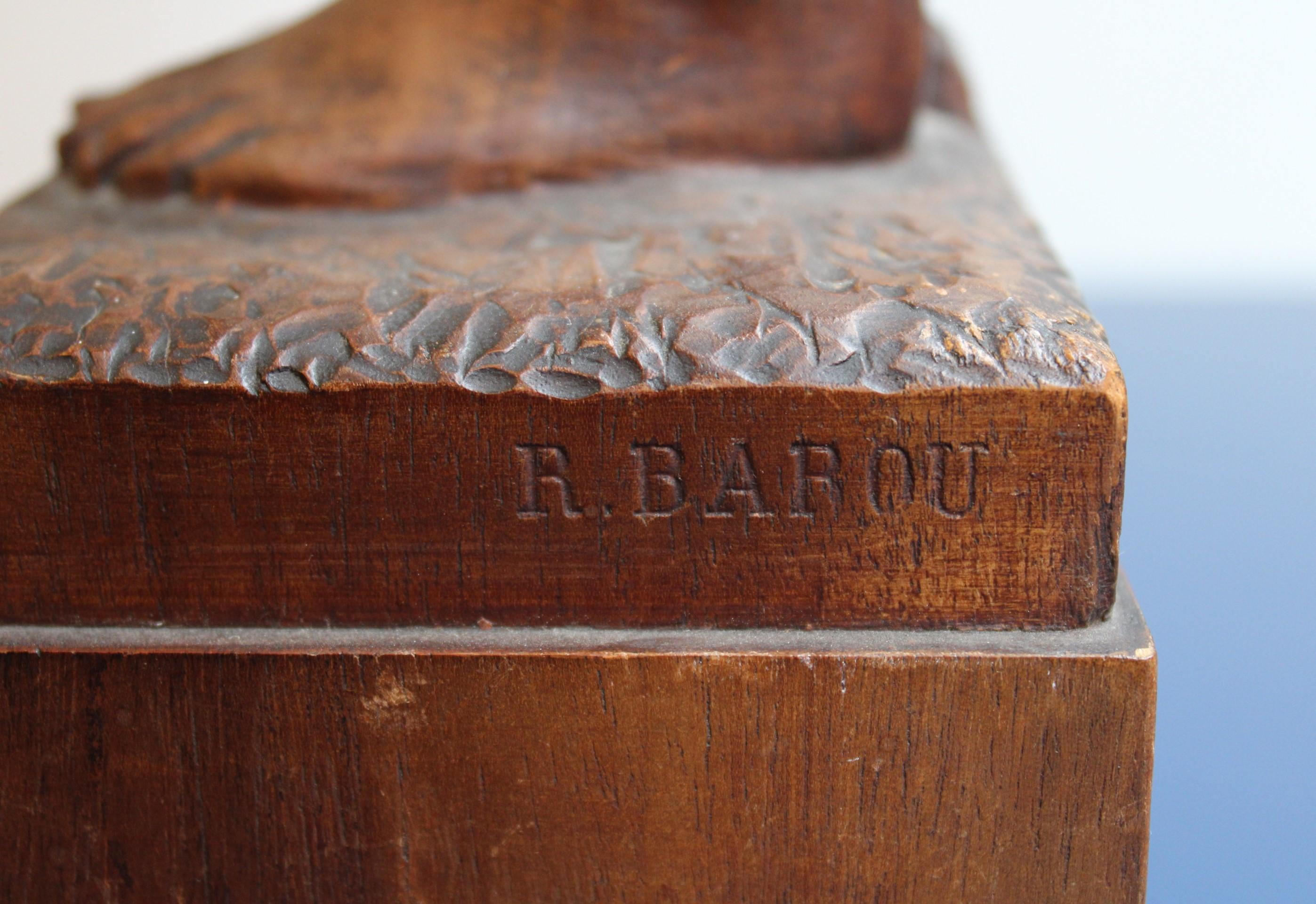 Wood Sculpture, Signed R.Barou For Sale 6