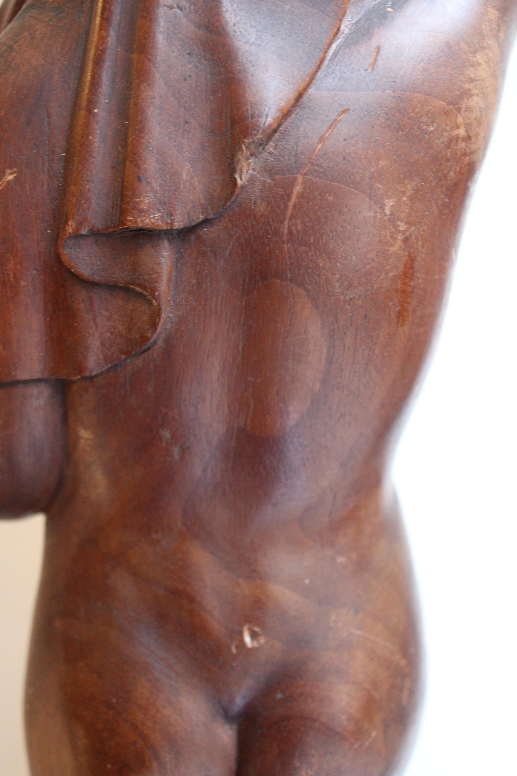 Skulptur aus Holz, signiert R.Barou im Angebot 8