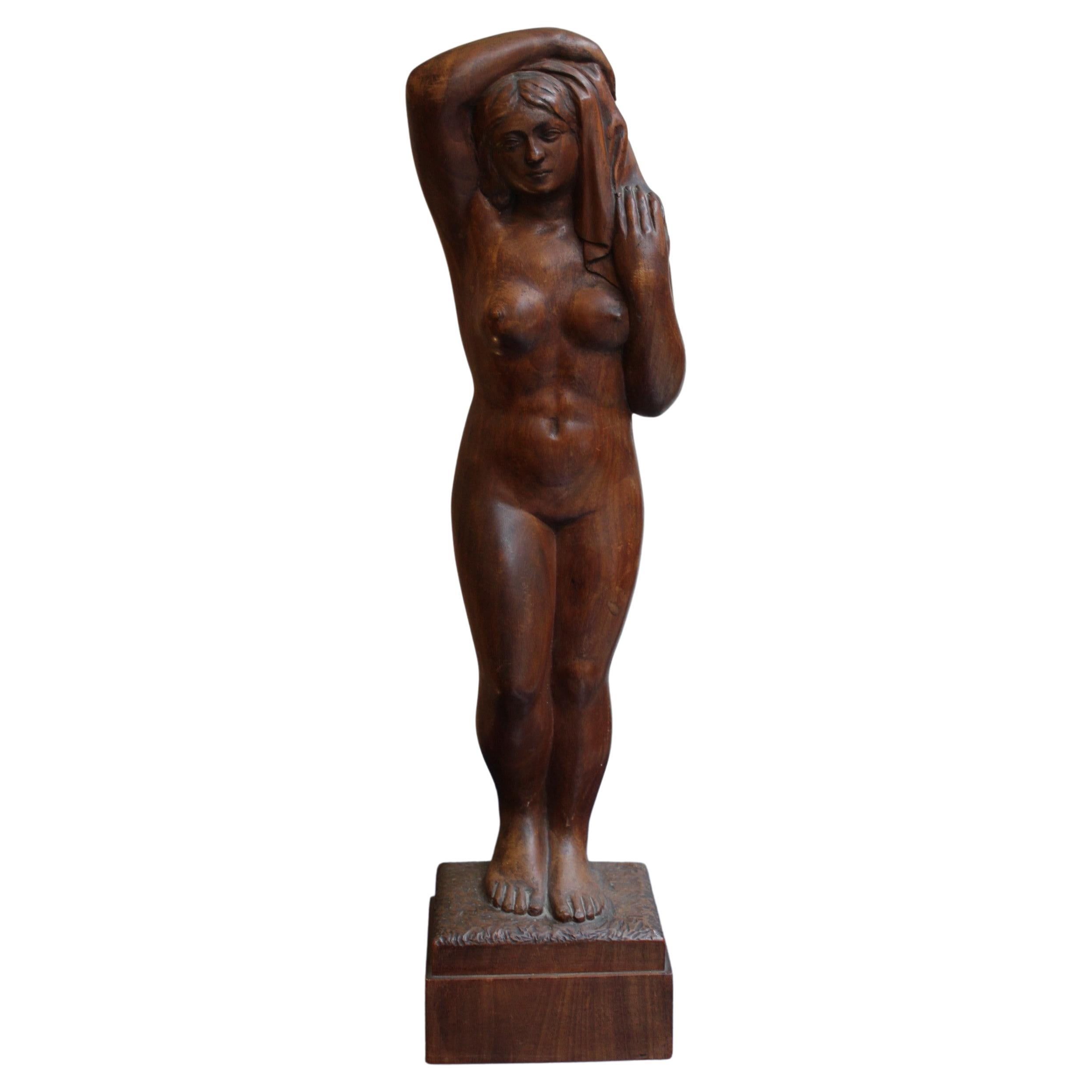 Wood Sculpture, Signed R.Barou For Sale