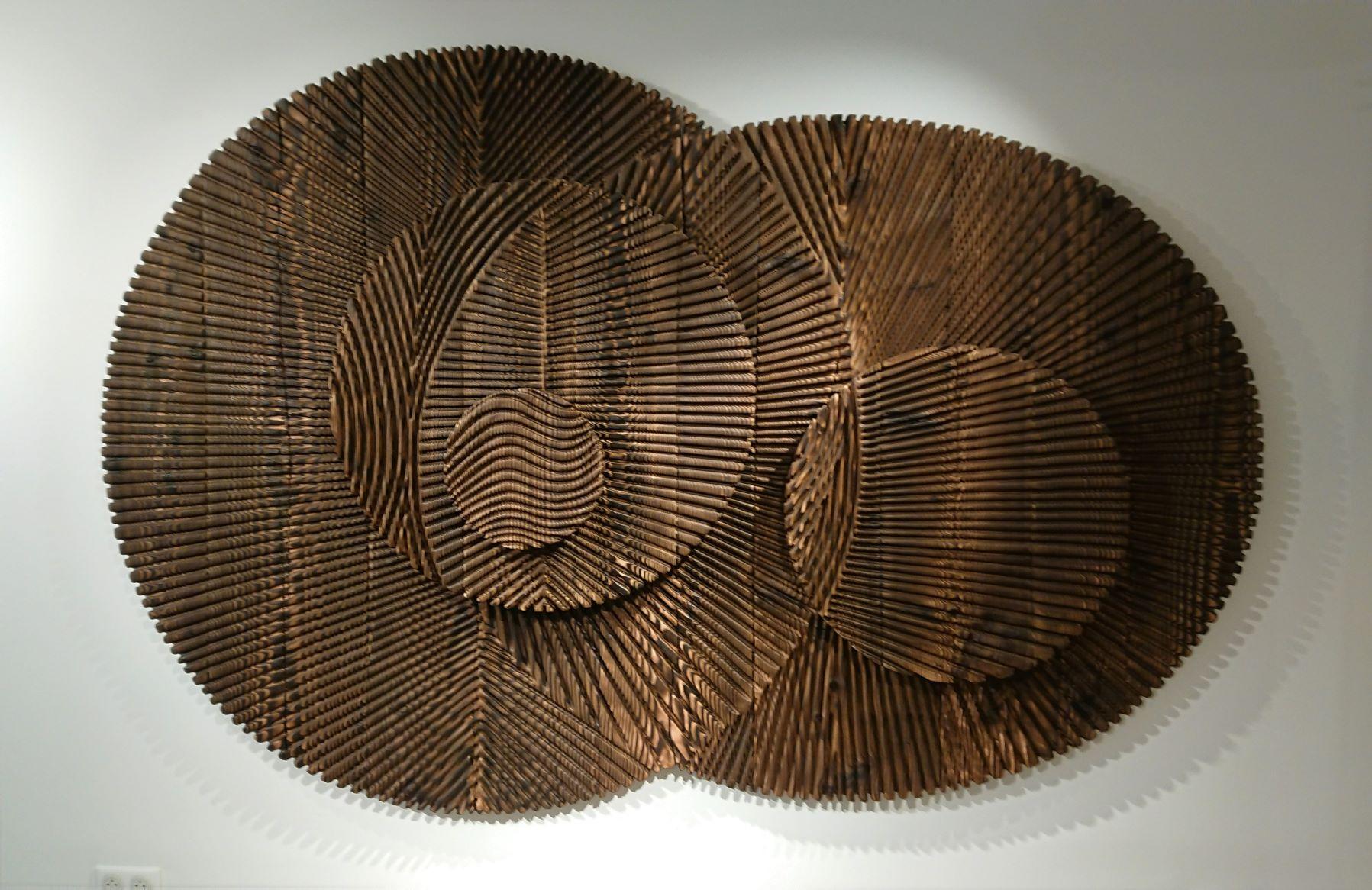 French Sculpted Wood Panel Solstice by Etienne Moyat 2022 France, Douglas-fir wood For Sale