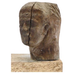 Sculpture en bois - deux visages - art populaire français - début du XXe siècle