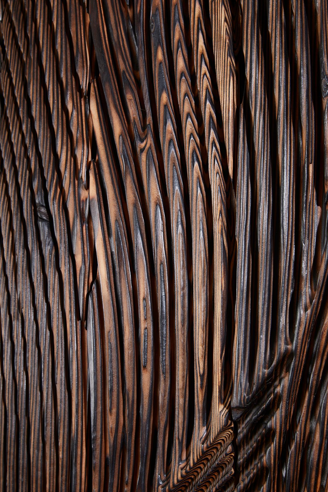 French Sculpted Wood Panel Vague by Etienne Moyat 2019 France, Douglas-fir wood For Sale