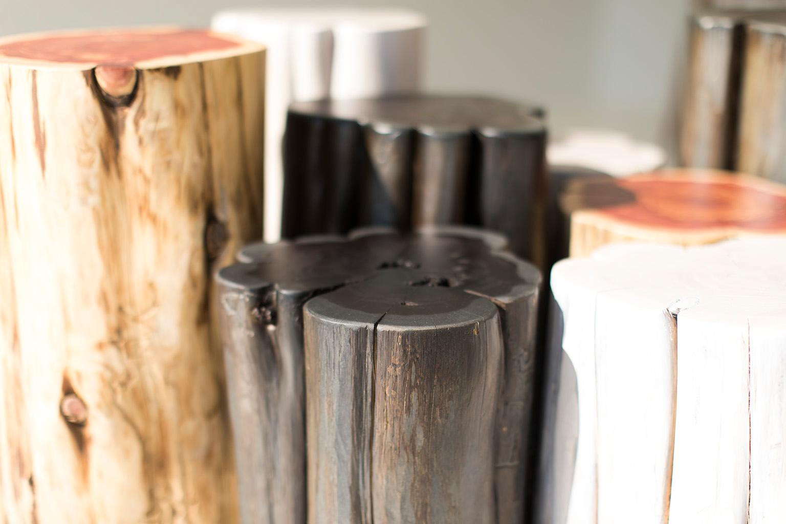 black wood stump side table