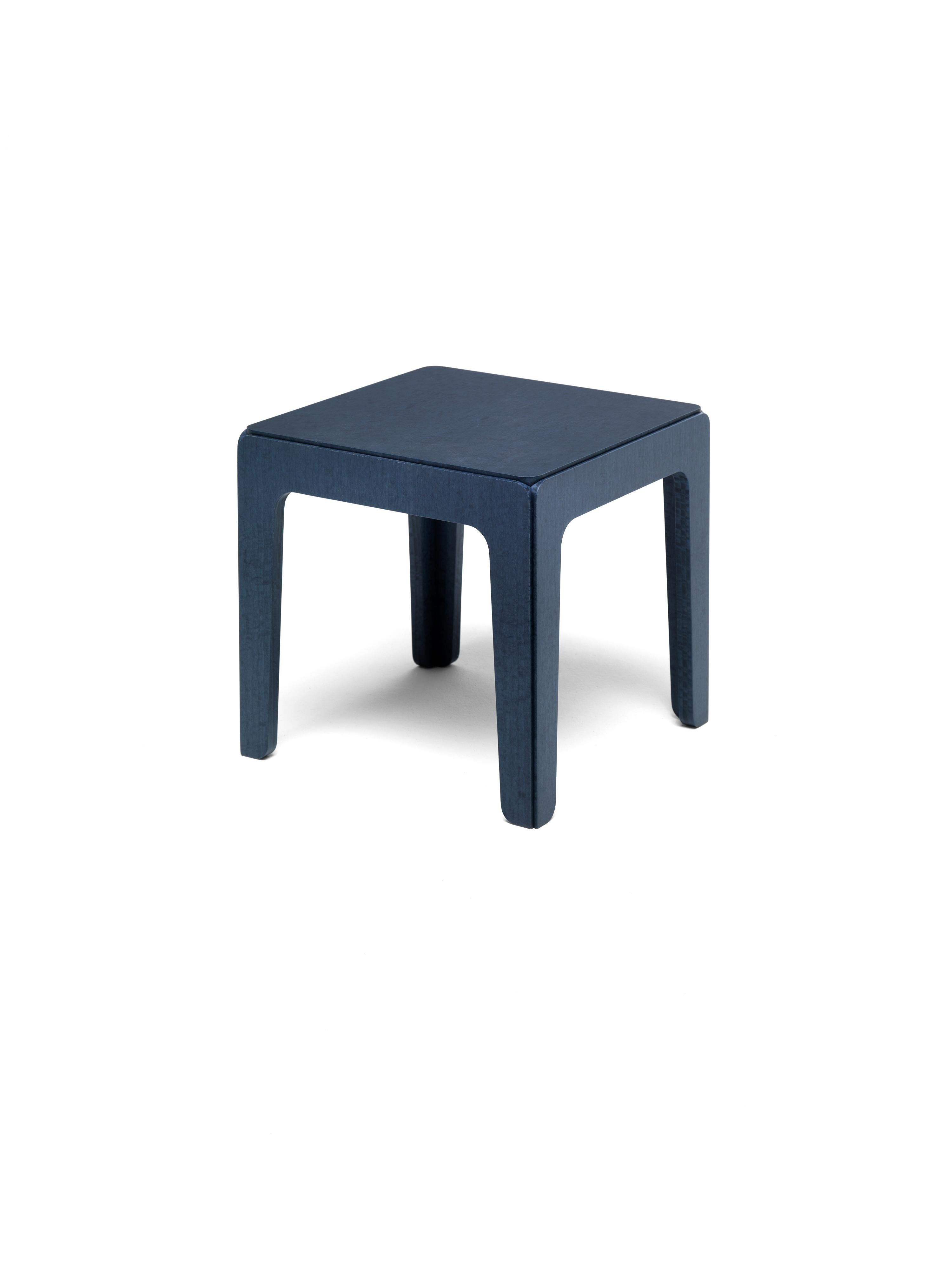 Contemporary 21st Century Modern Wooden Side Tables Veneered In Blue Eucalyptus For Sale