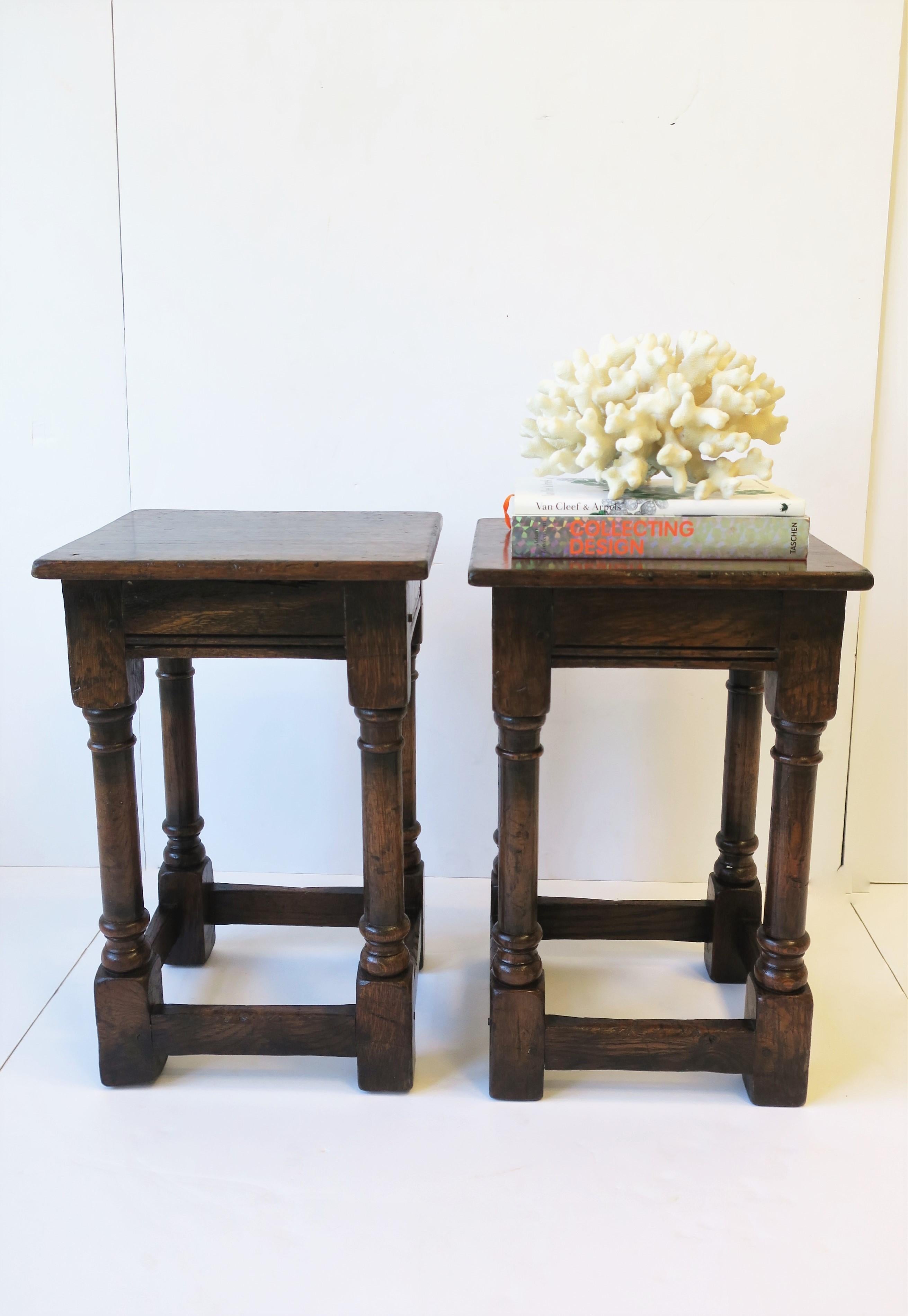 Jacobean Style Wood Side Tables or Stools In Good Condition In New York, NY