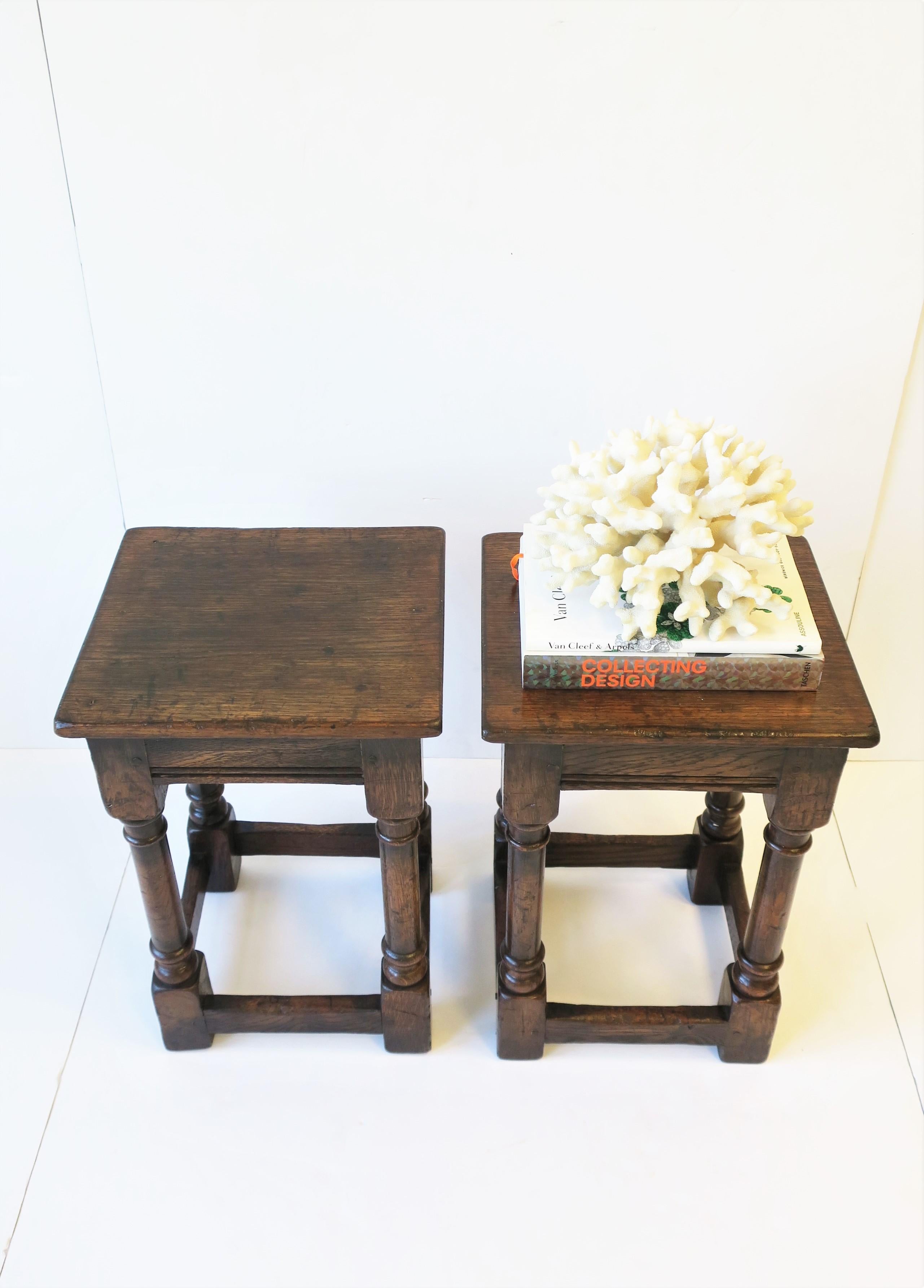 Jacobean Style Wood Side Tables or Stools 1