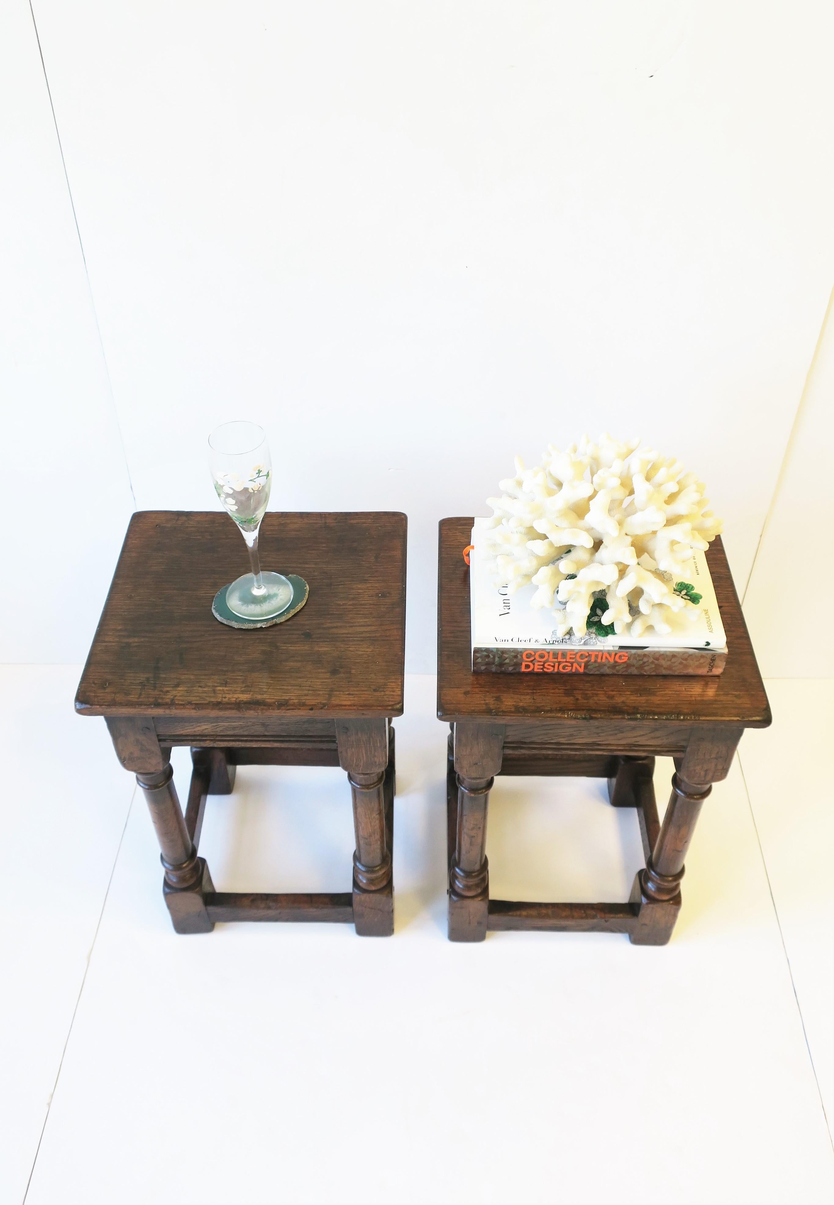 Jacobean Style Wood Side Tables or Stools 1