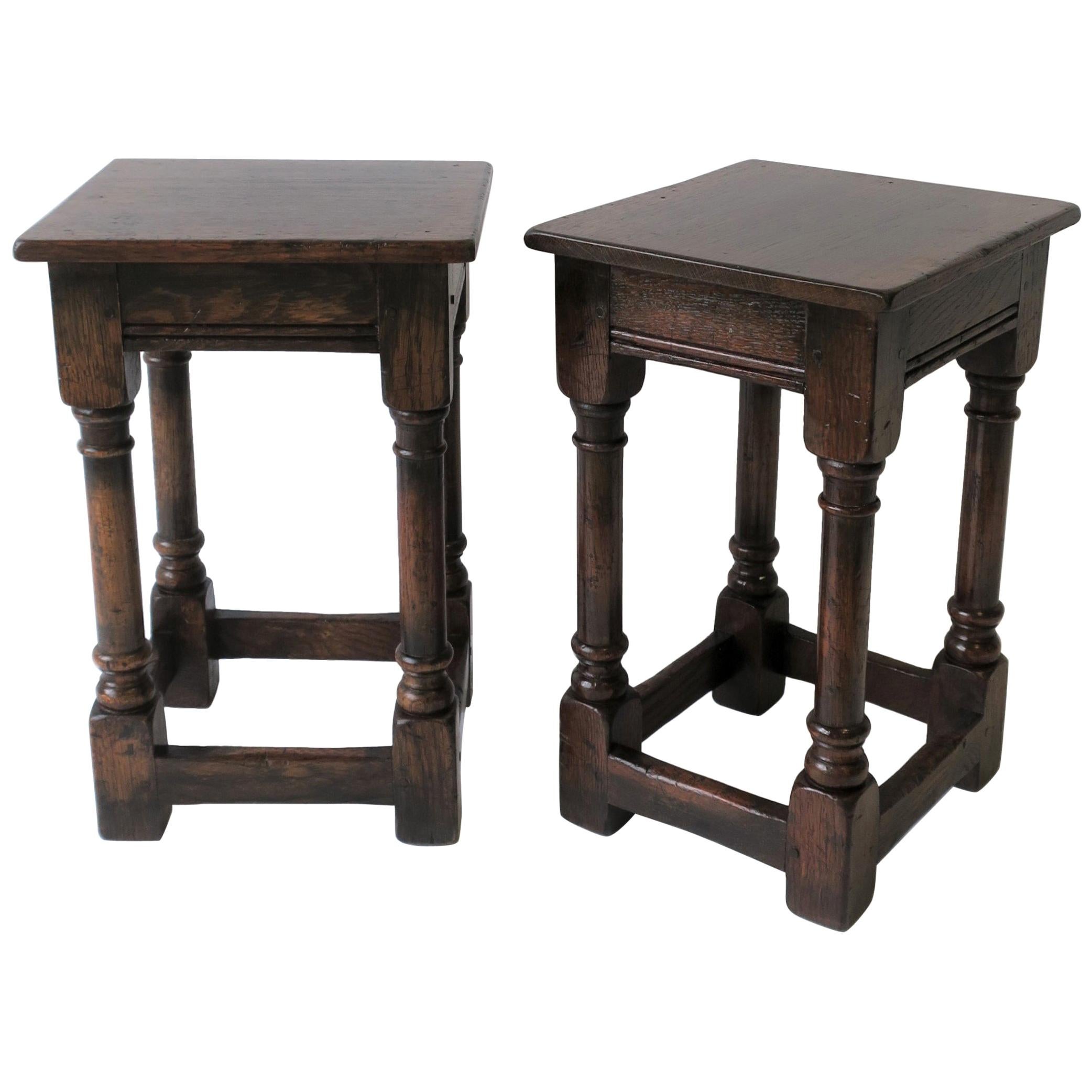 Jacobean Style Wood Side Tables or Stools