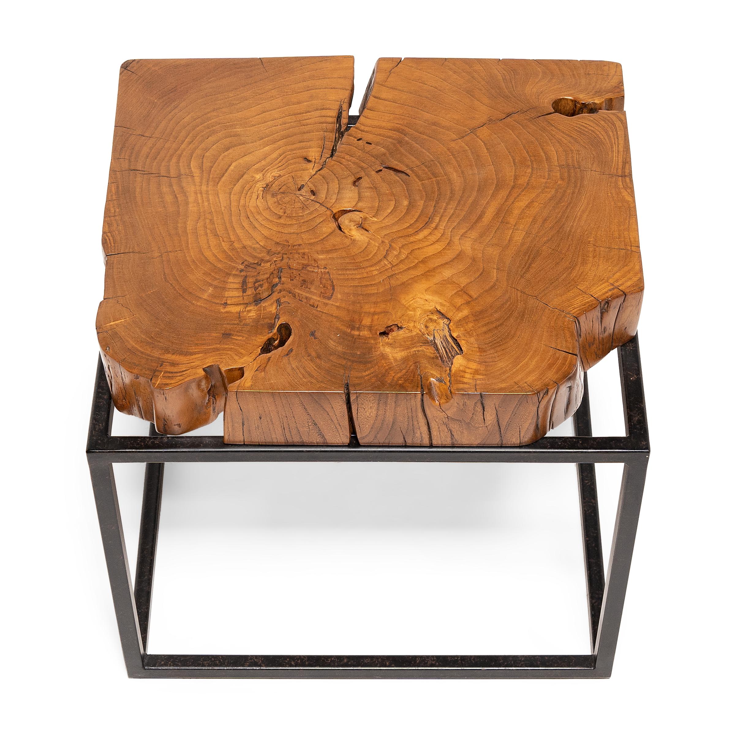 Wood slab bedside table deals