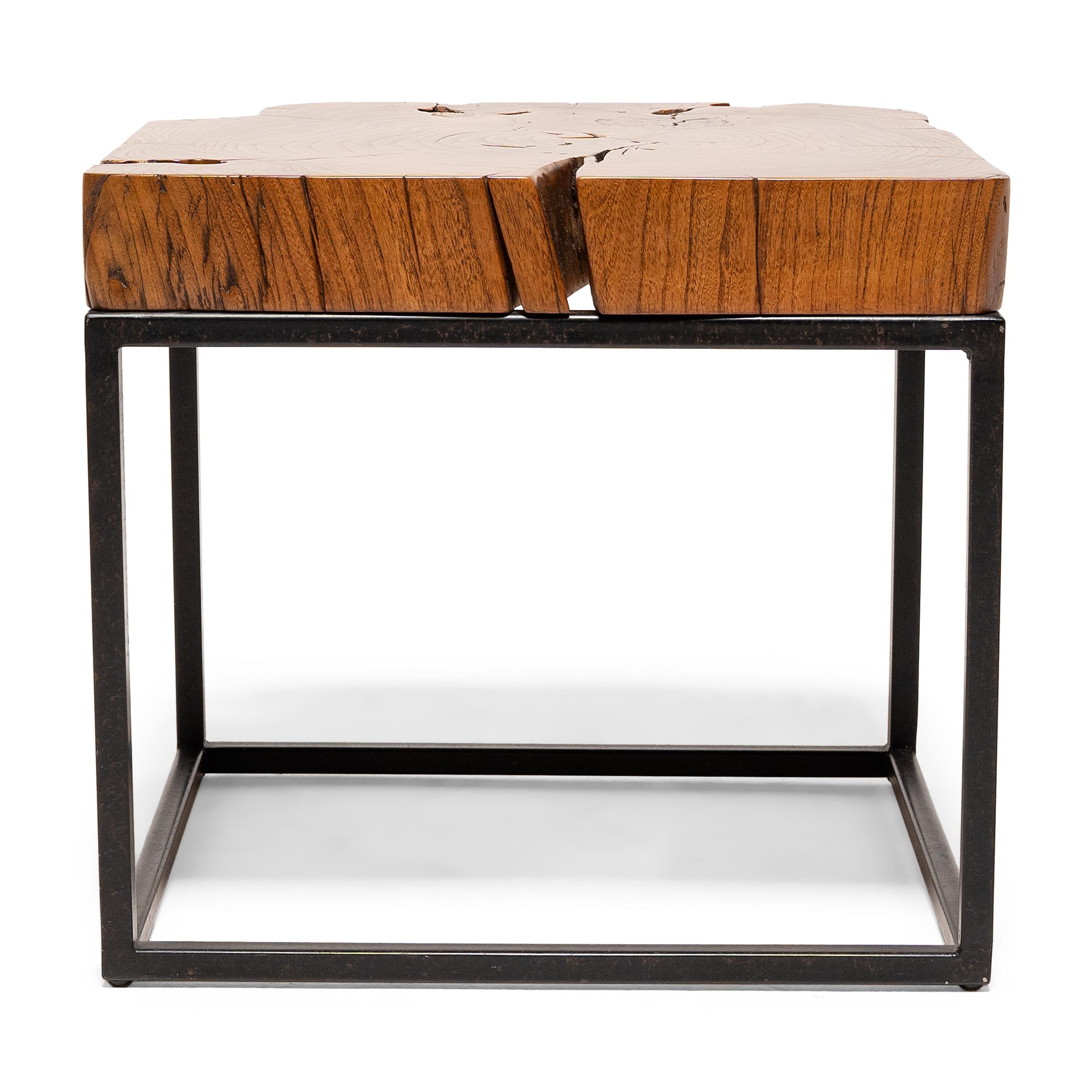 Organic Modern Hana Raw Timber Side Table For Sale