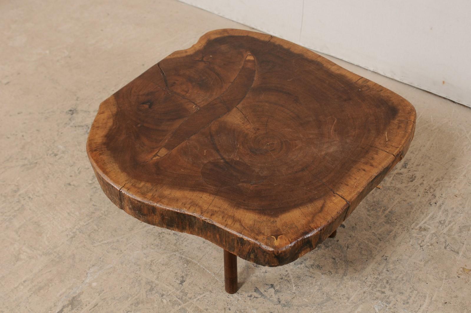 Wood Slab Top Coffee Table, Early 20th Century 6