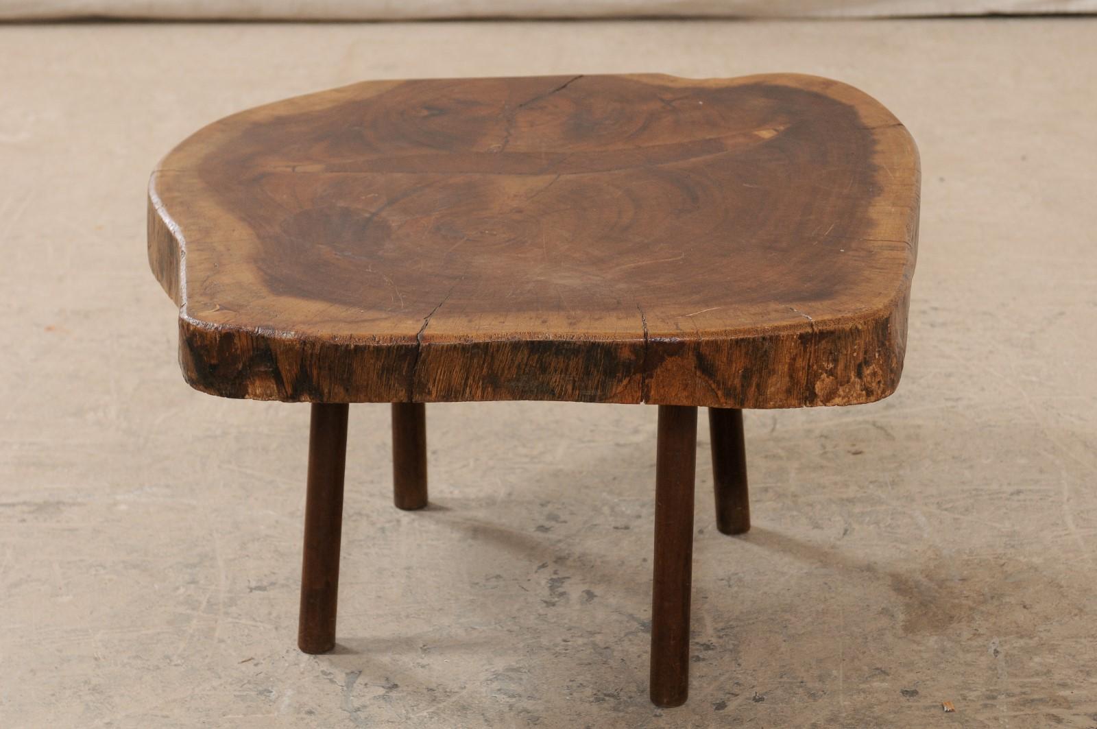 Wood Slab Top Coffee Table, Early 20th Century 7