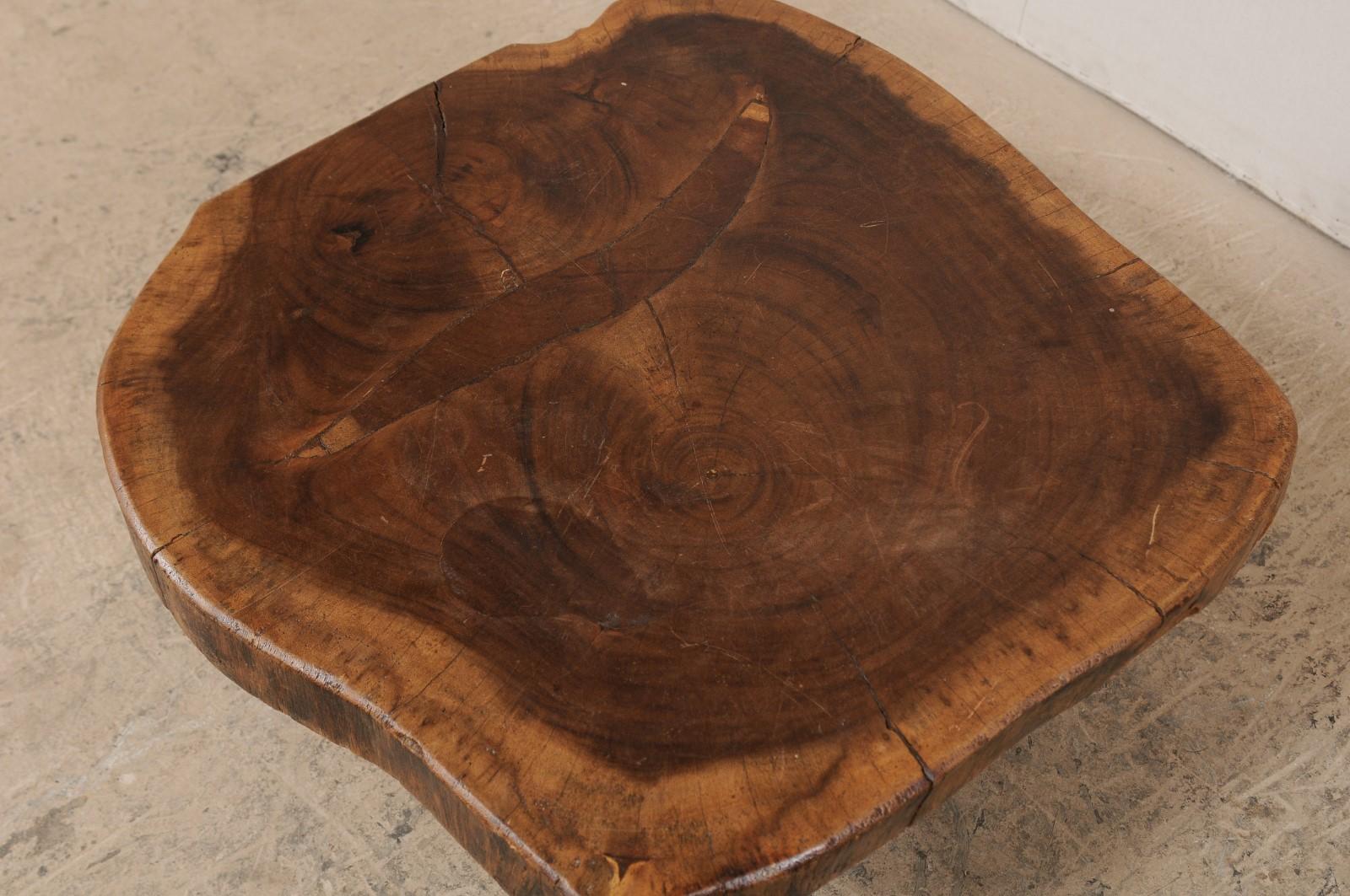Wood Slab Top Coffee Table, Early 20th Century In Good Condition In Atlanta, GA