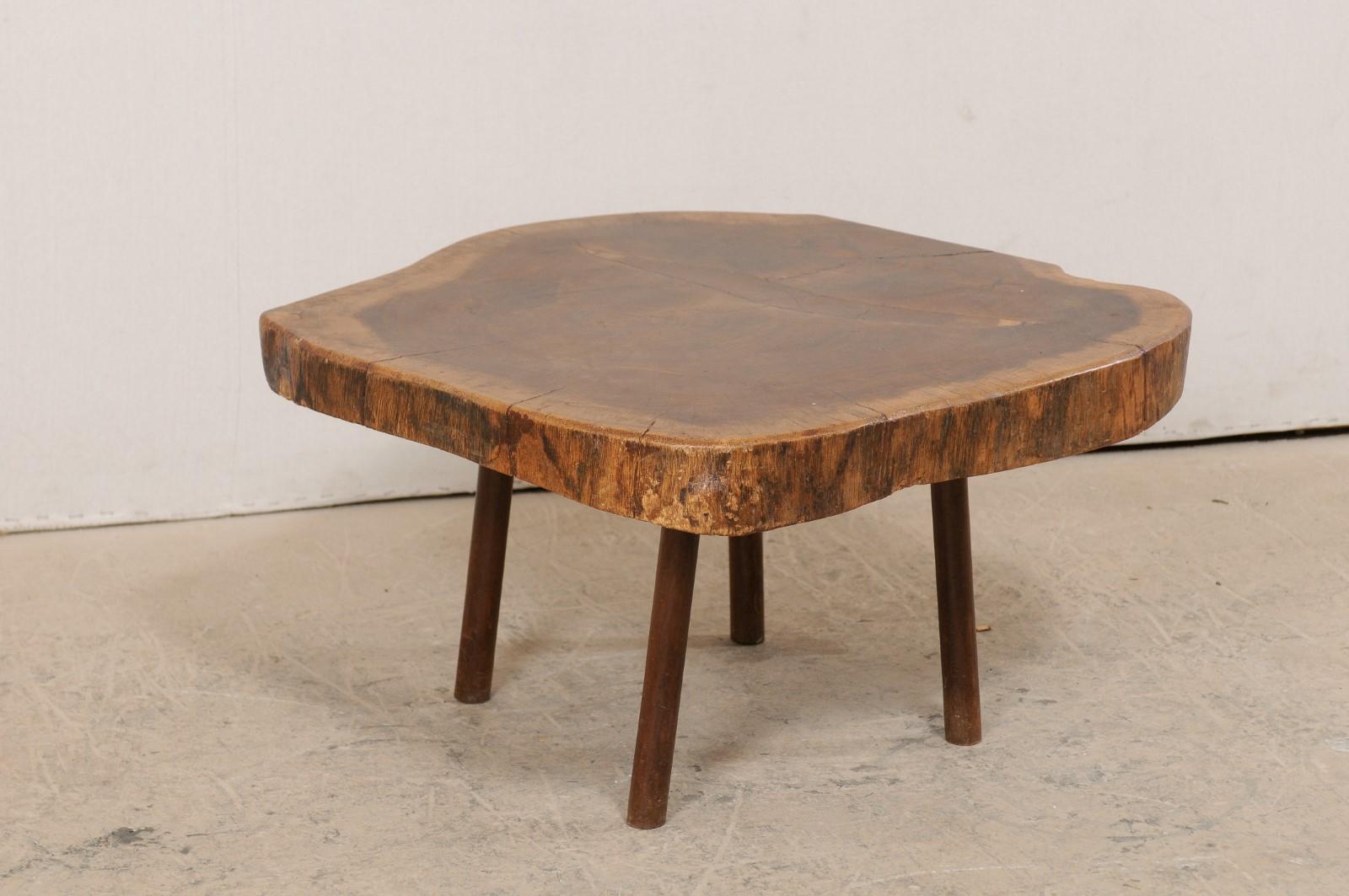 Wood Slab Top Coffee Table, Early 20th Century 2
