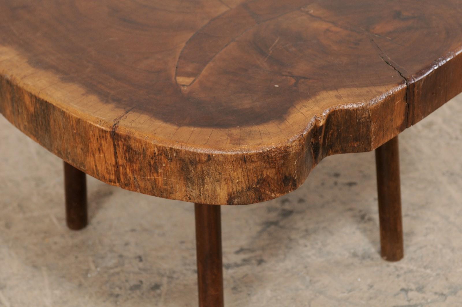 Wood Slab Top Coffee Table, Early 20th Century 4