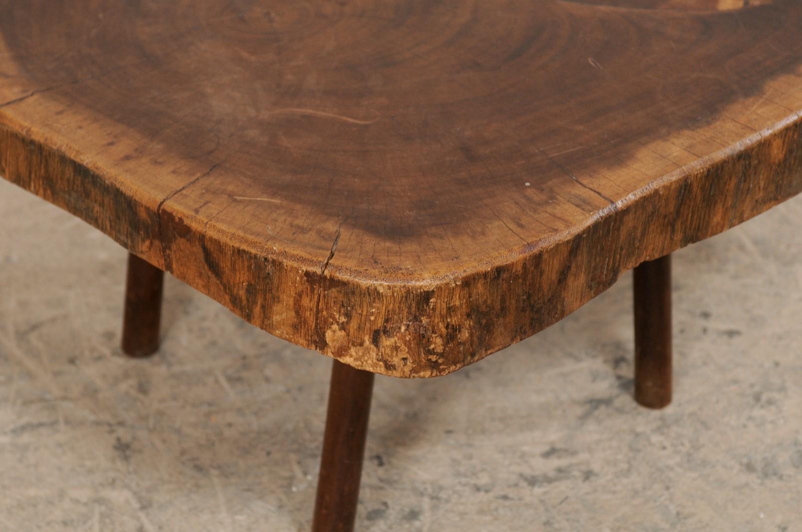 Wood Slab Top Coffee Table, Early 20th Century 5
