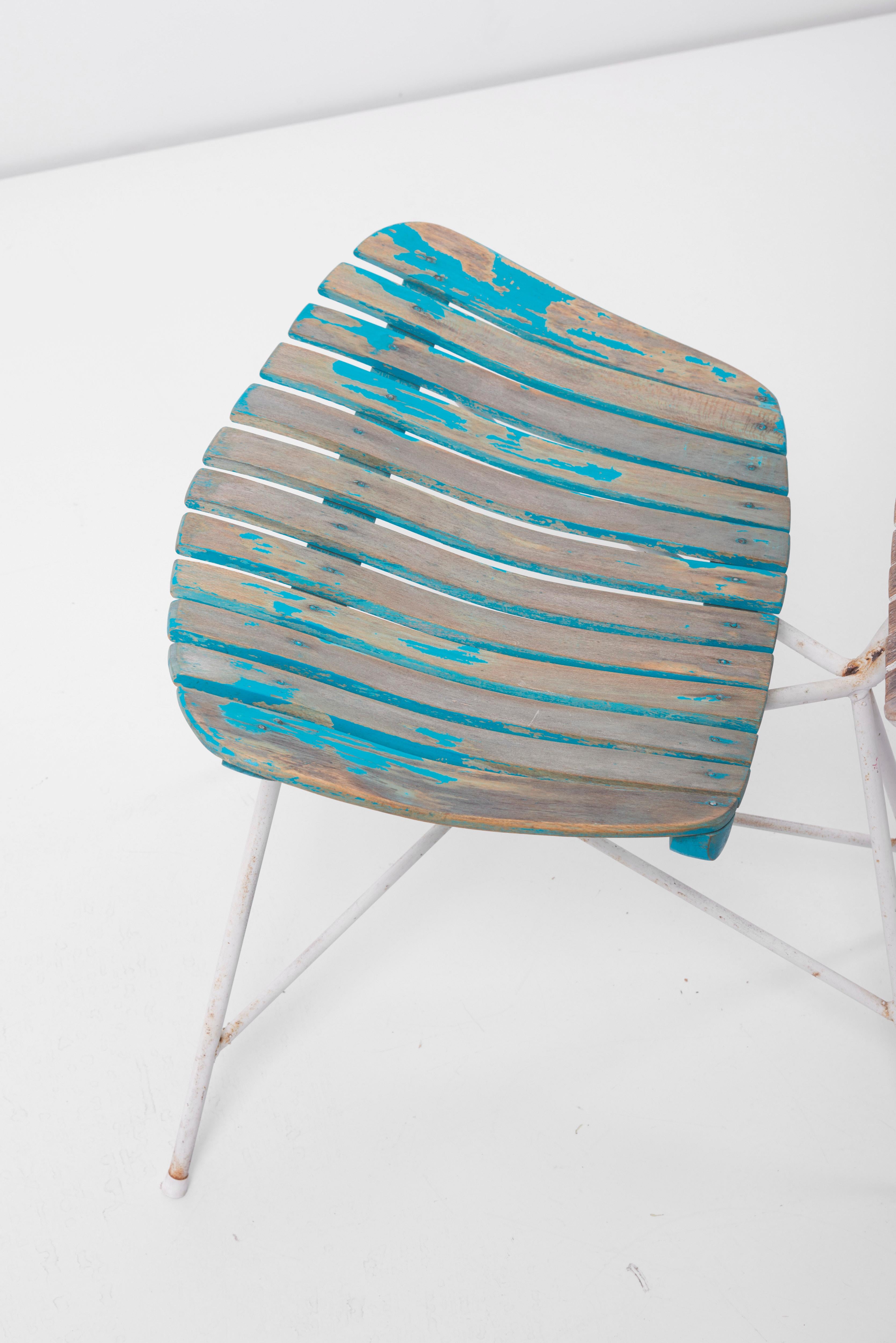 Wood Slat and Iron Low Lounge Chair by Arthur Umanoff for Raymor US, 1950s 4