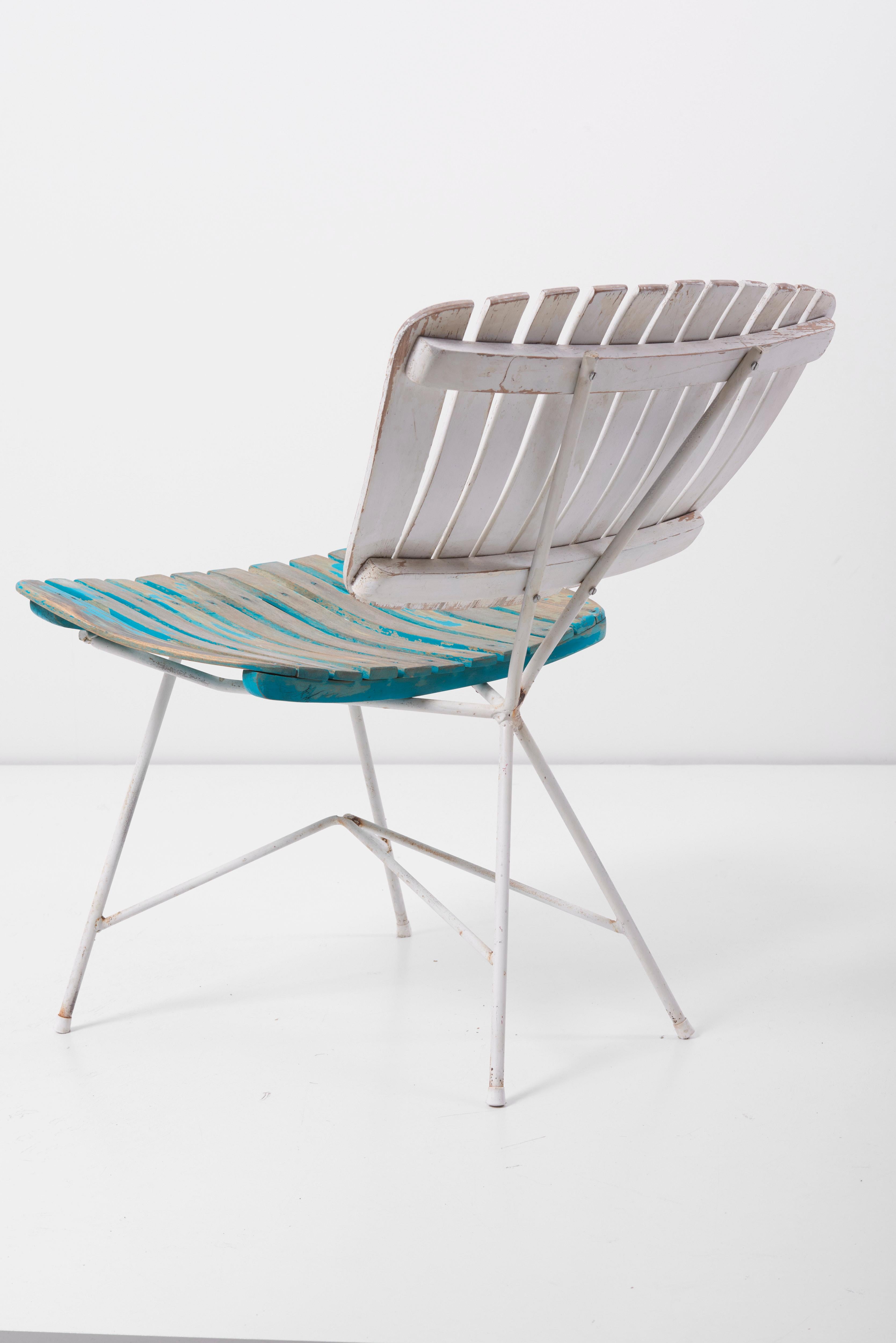 20th Century Wood Slat and Iron Low Lounge Chair by Arthur Umanoff for Raymor US, 1950s